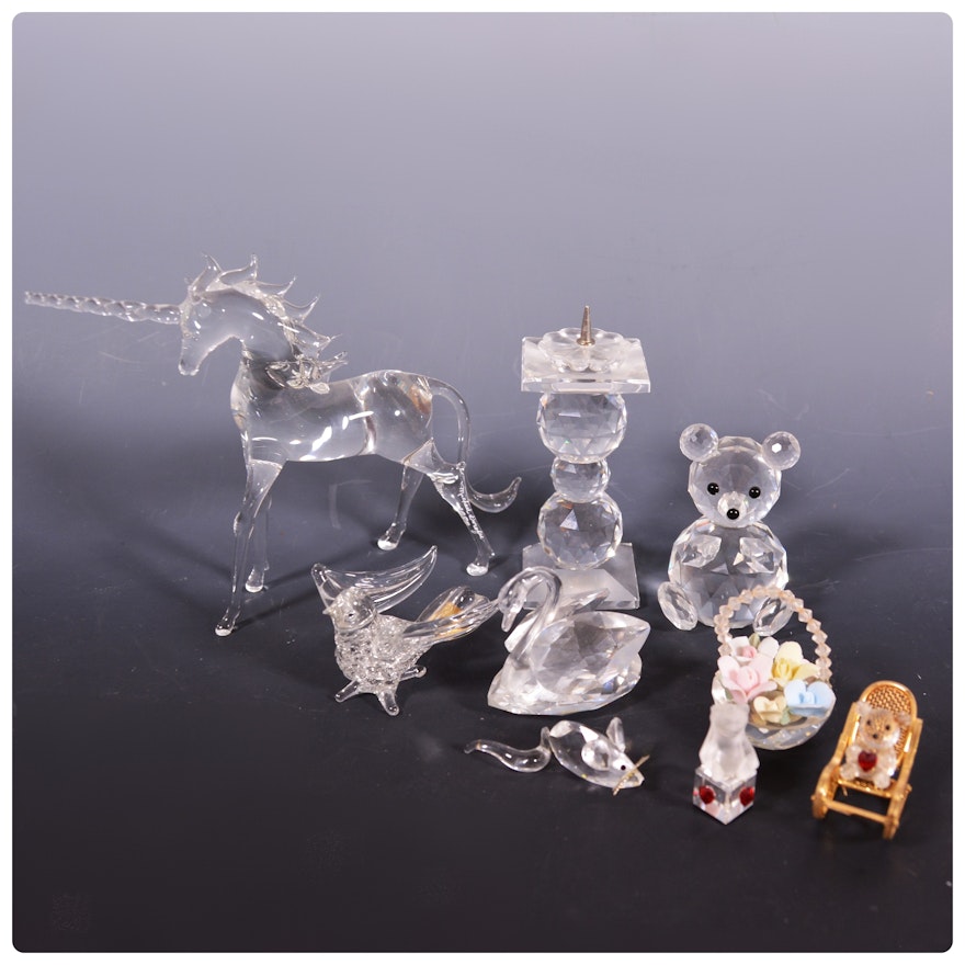 Swarovski Crystal Collection and Studio Glass Michael Dorofee Figurines