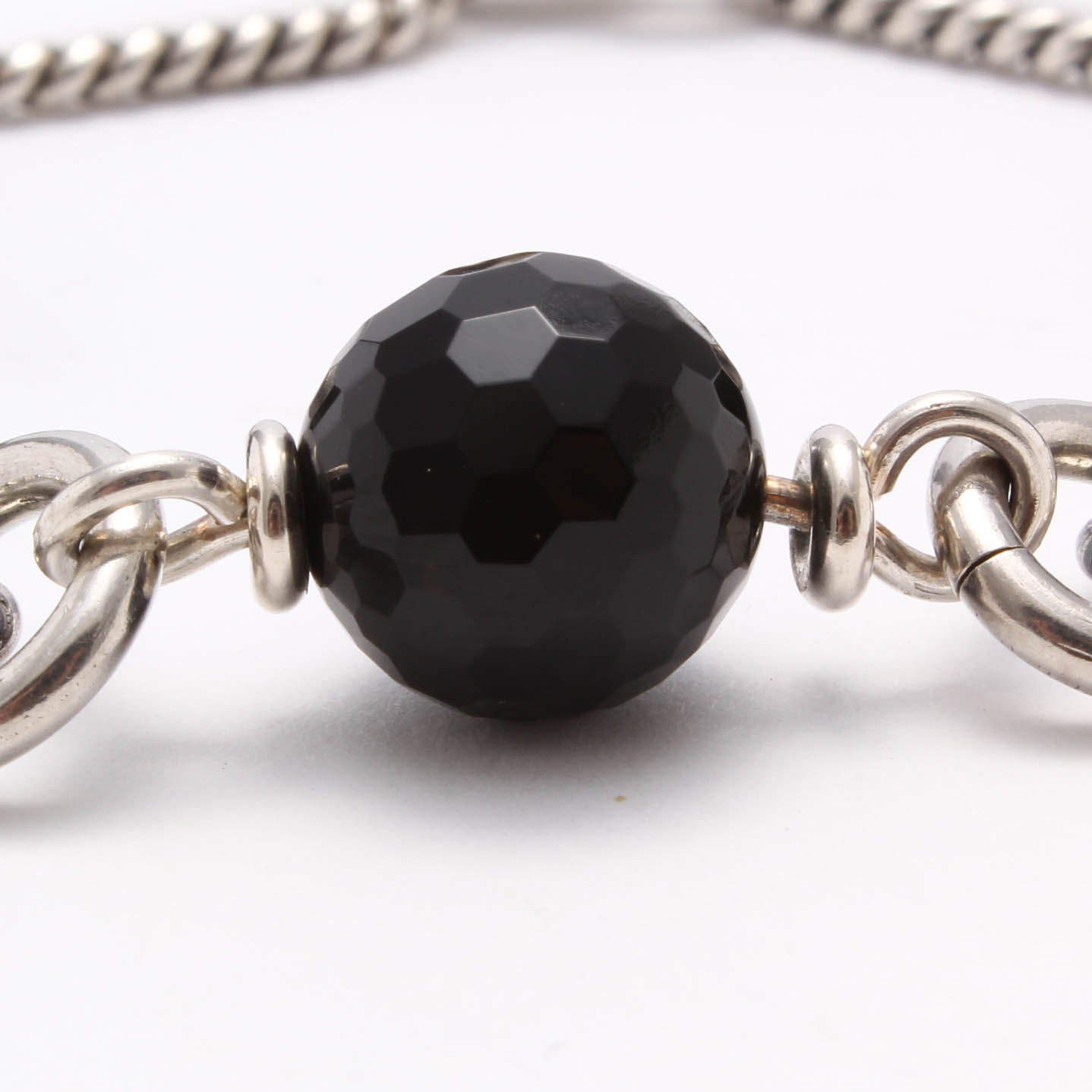 Sterling Silver Glass Beaded Link Bracelet