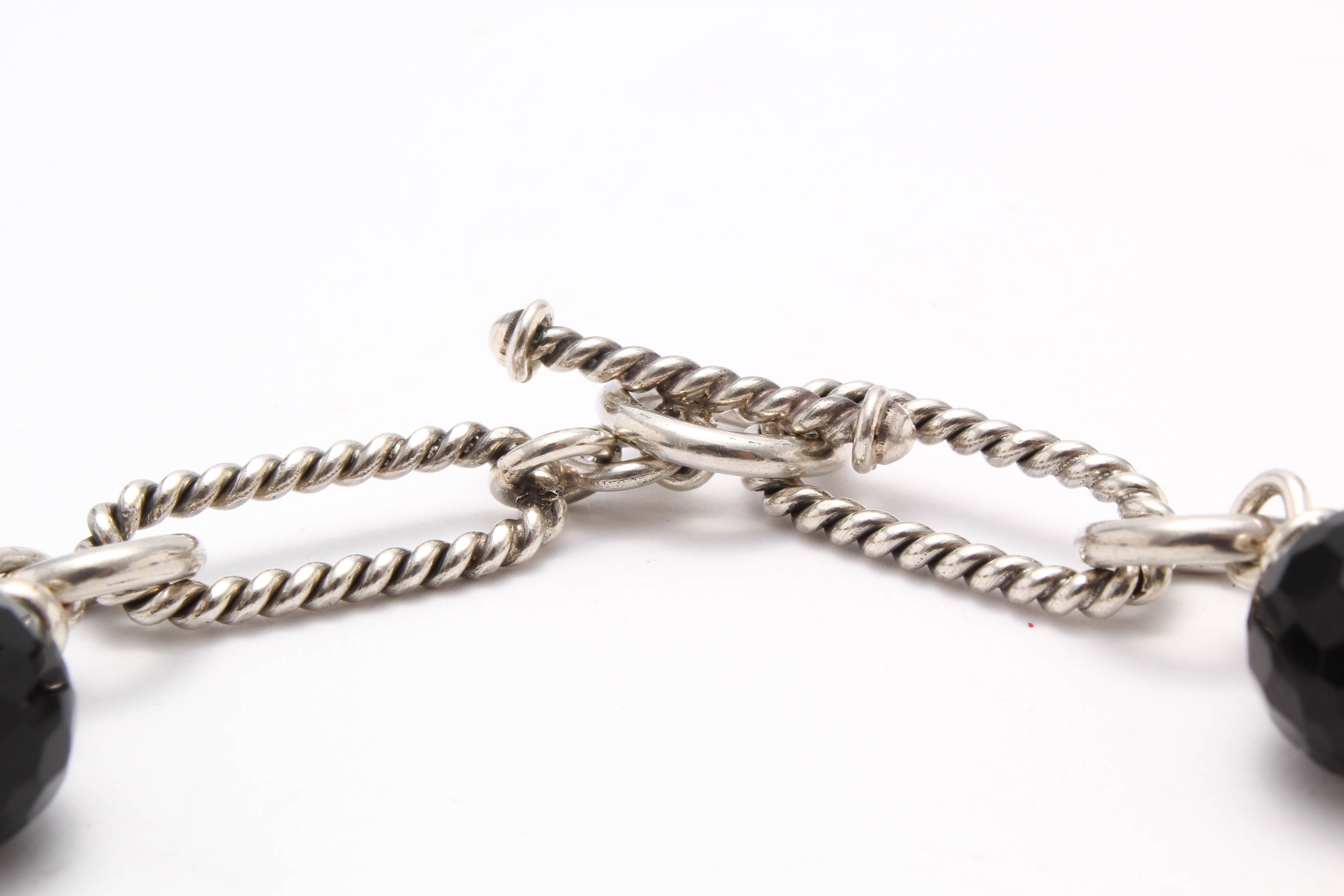 Sterling Silver Glass Beaded Link Bracelet