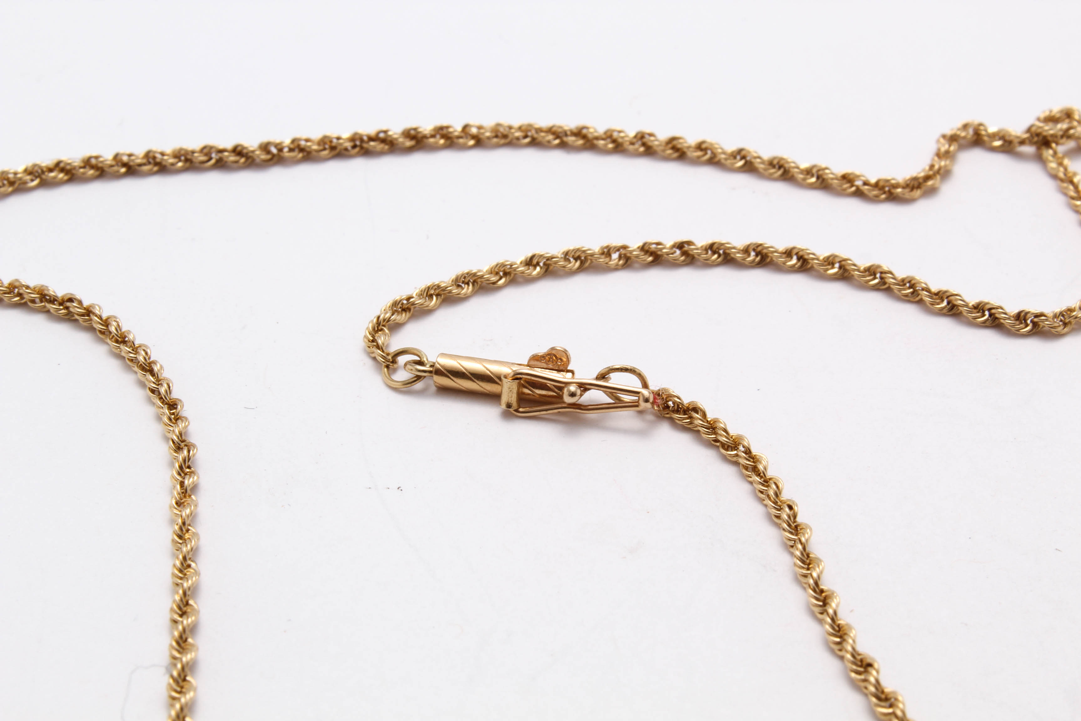 14K Yellow Gold Citrine and Diamond Pendant Necklace