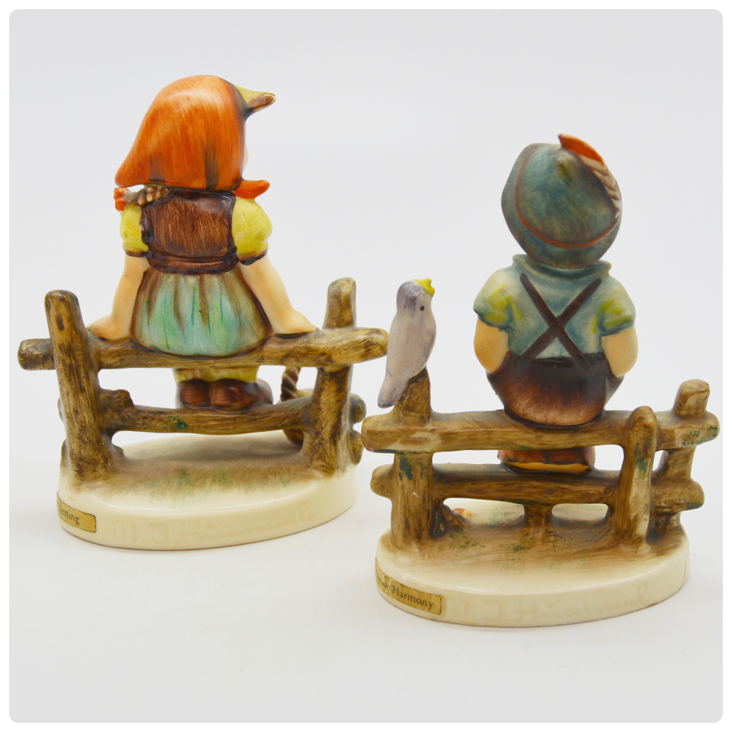 Goebel M.I. Hummel "Wayside Harmony" and "Just Resting" Porcelain Figurines