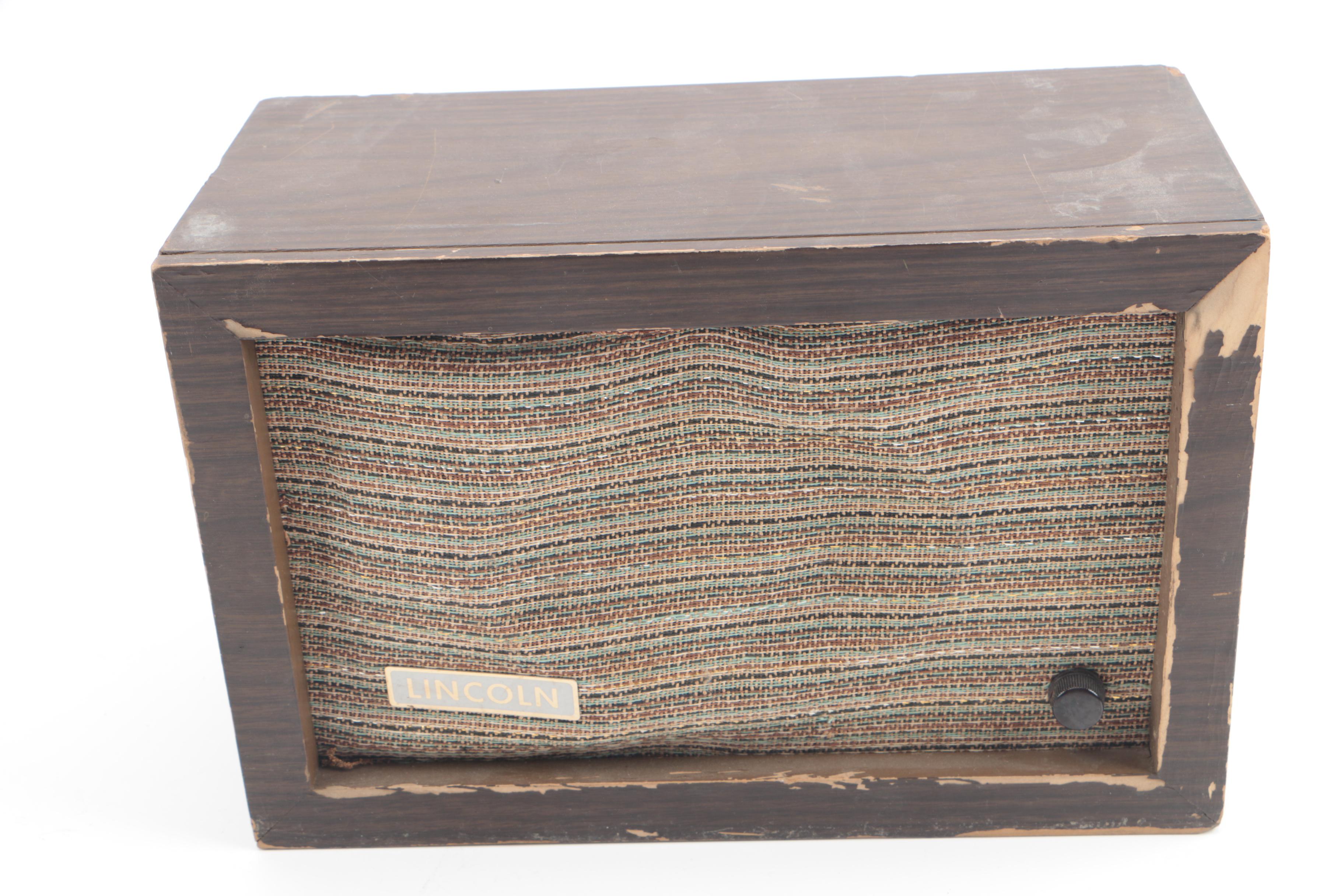 Vintage Zenith Deluxe Clock Radio, DeWald Radio, and Lincoln L-100 Speaker