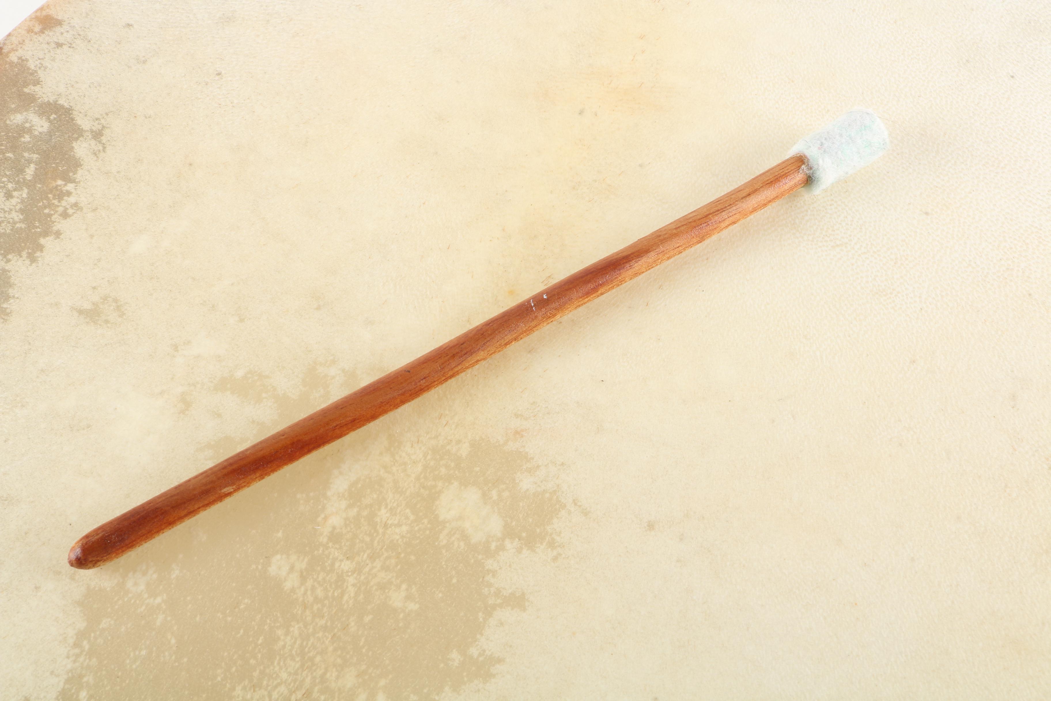 Native American Double-Sided Hand Rain Drum with Mallet