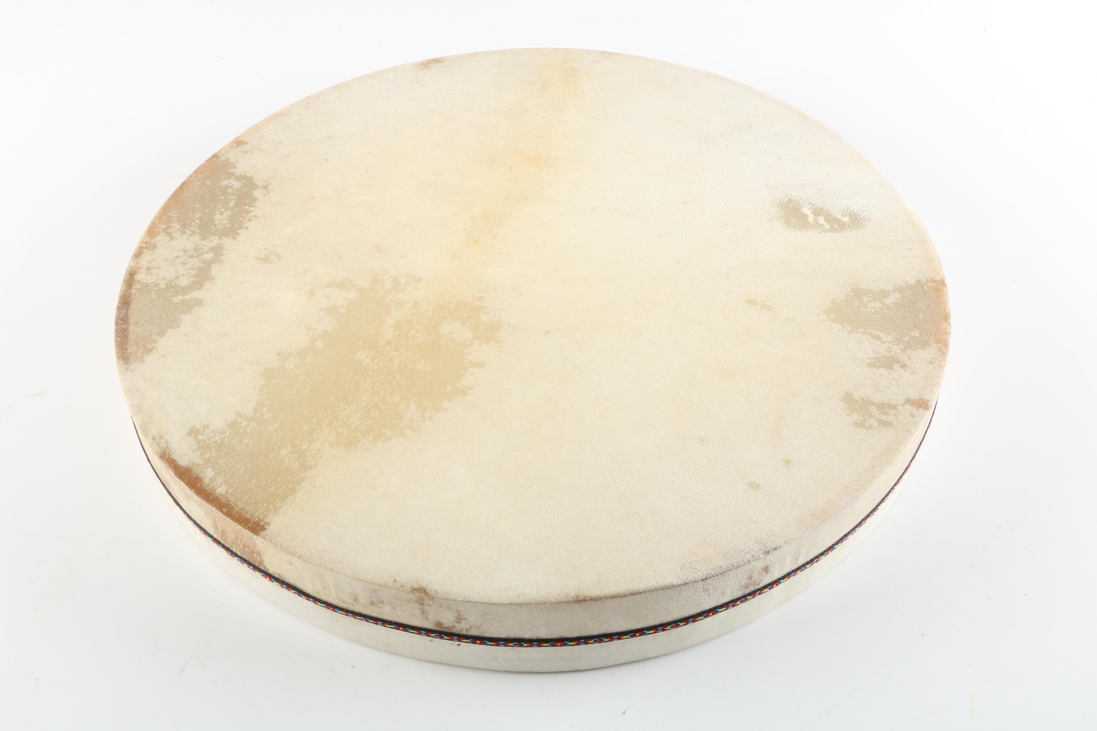 Native American Double-Sided Hand Rain Drum with Mallet