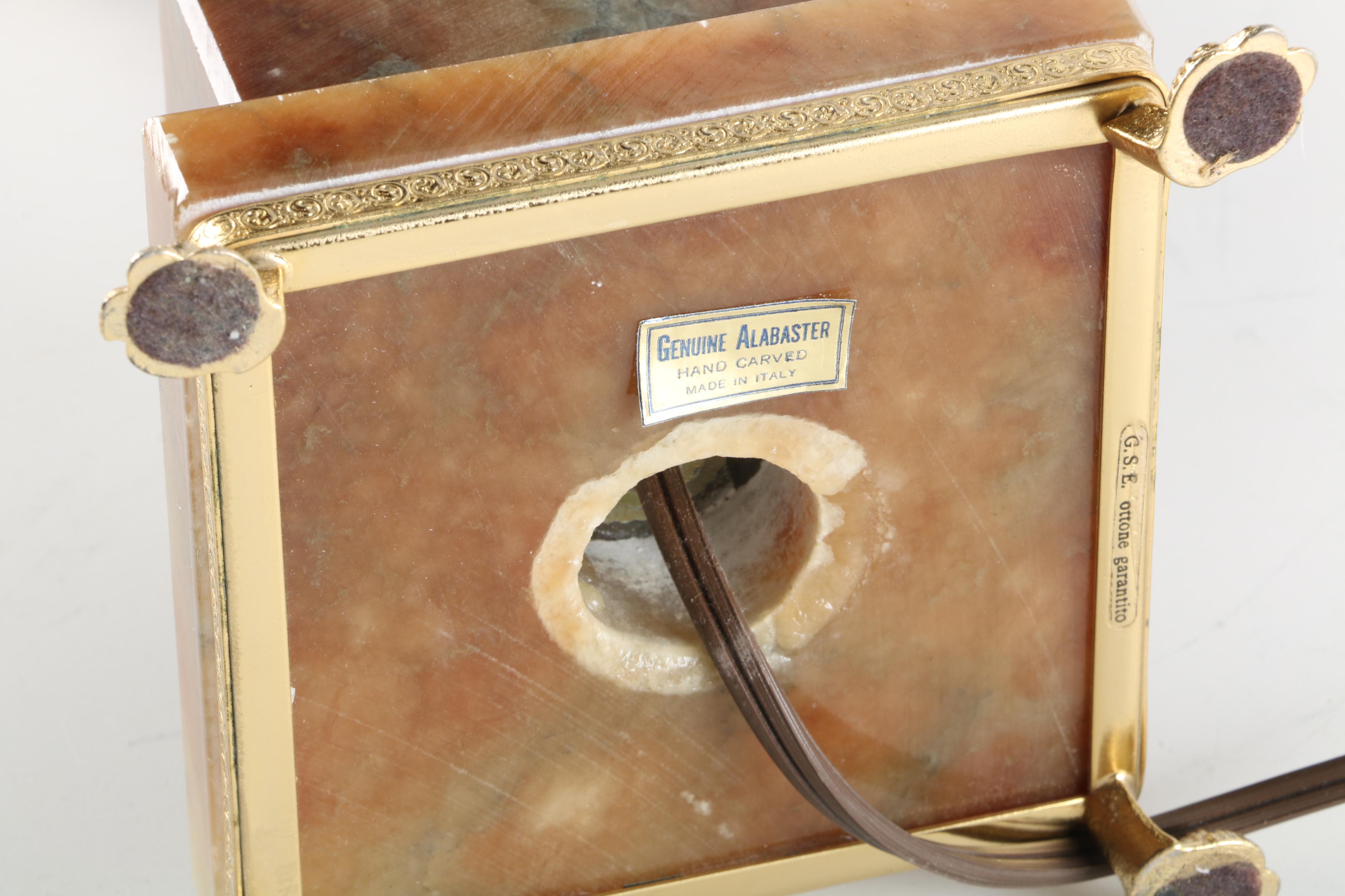 Circa 1970s Hand Carved Italian Marble Table Lamp with Claw Footed Brass Base