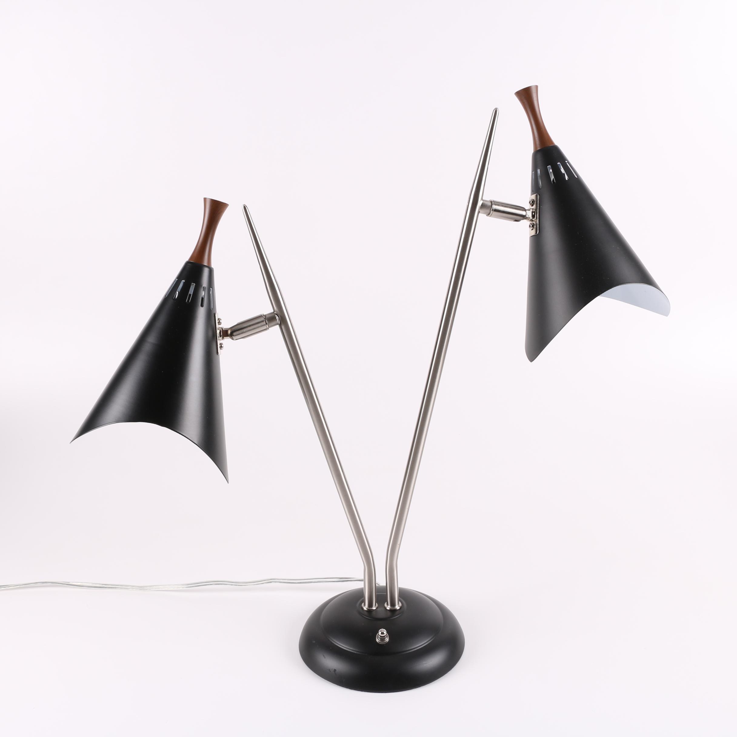 Arcadia Collection Black and Silver Tone Metal Table Lamp