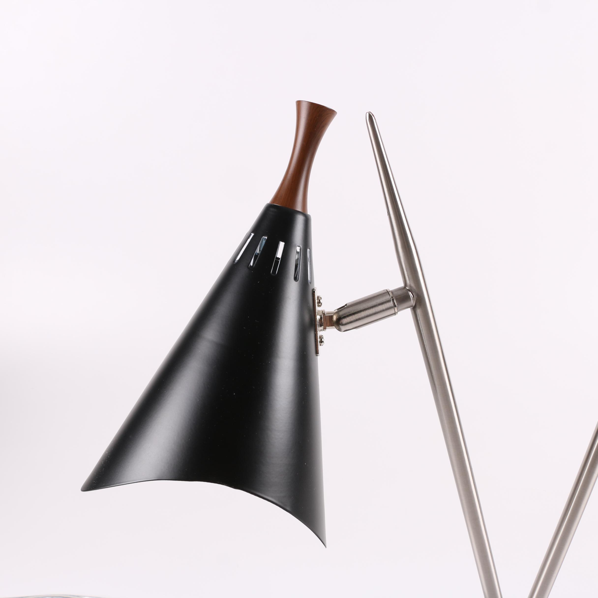 Arcadia Collection Black and Silver Tone Metal Table Lamp