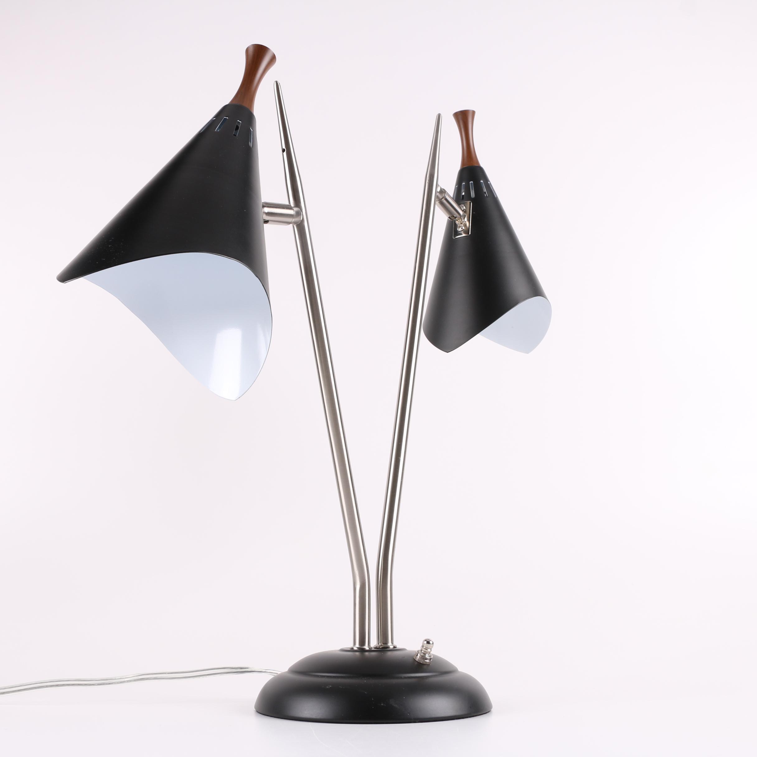 Arcadia Collection Black and Silver Tone Metal Table Lamp