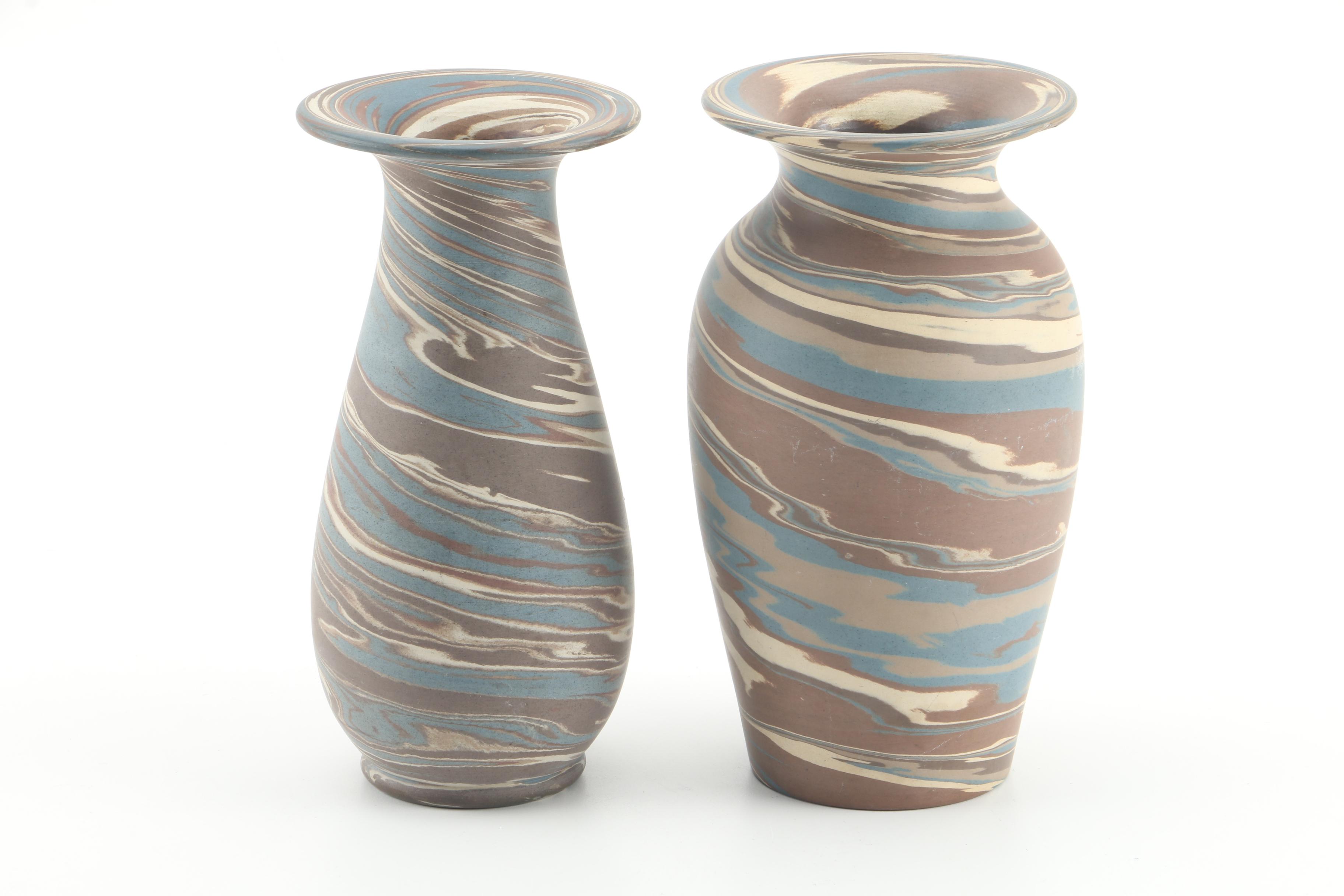 Early 20th Century Niloak Pottery "Mission Ware" Vases and Lidded Jar