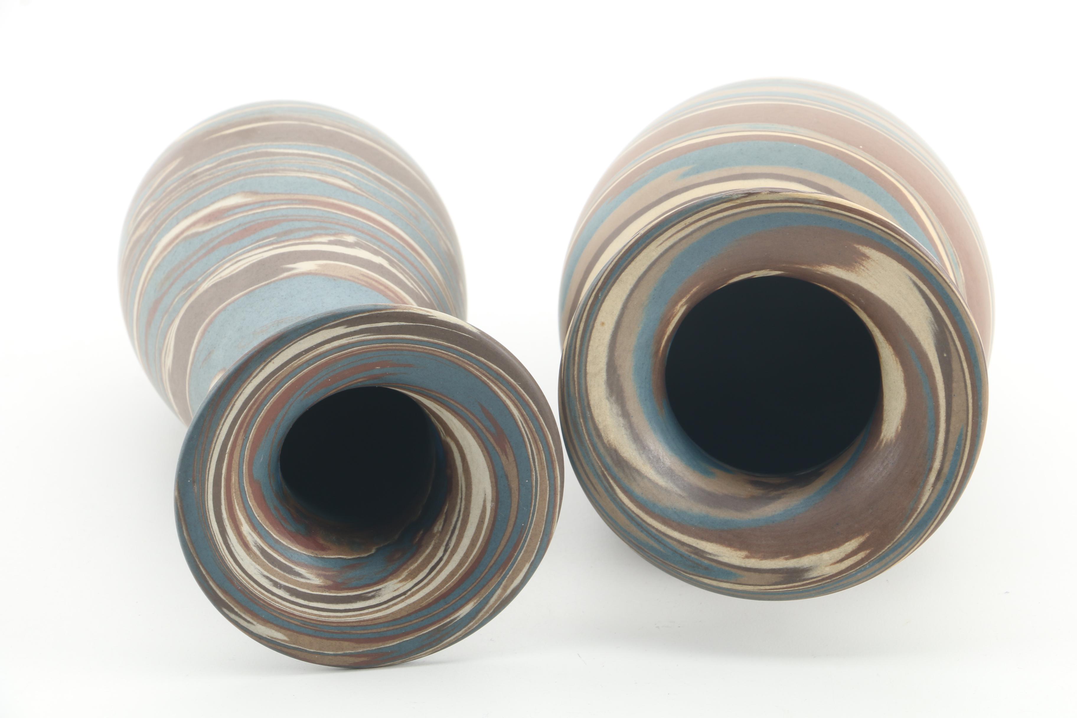 Early 20th Century Niloak Pottery "Mission Ware" Vases and Lidded Jar