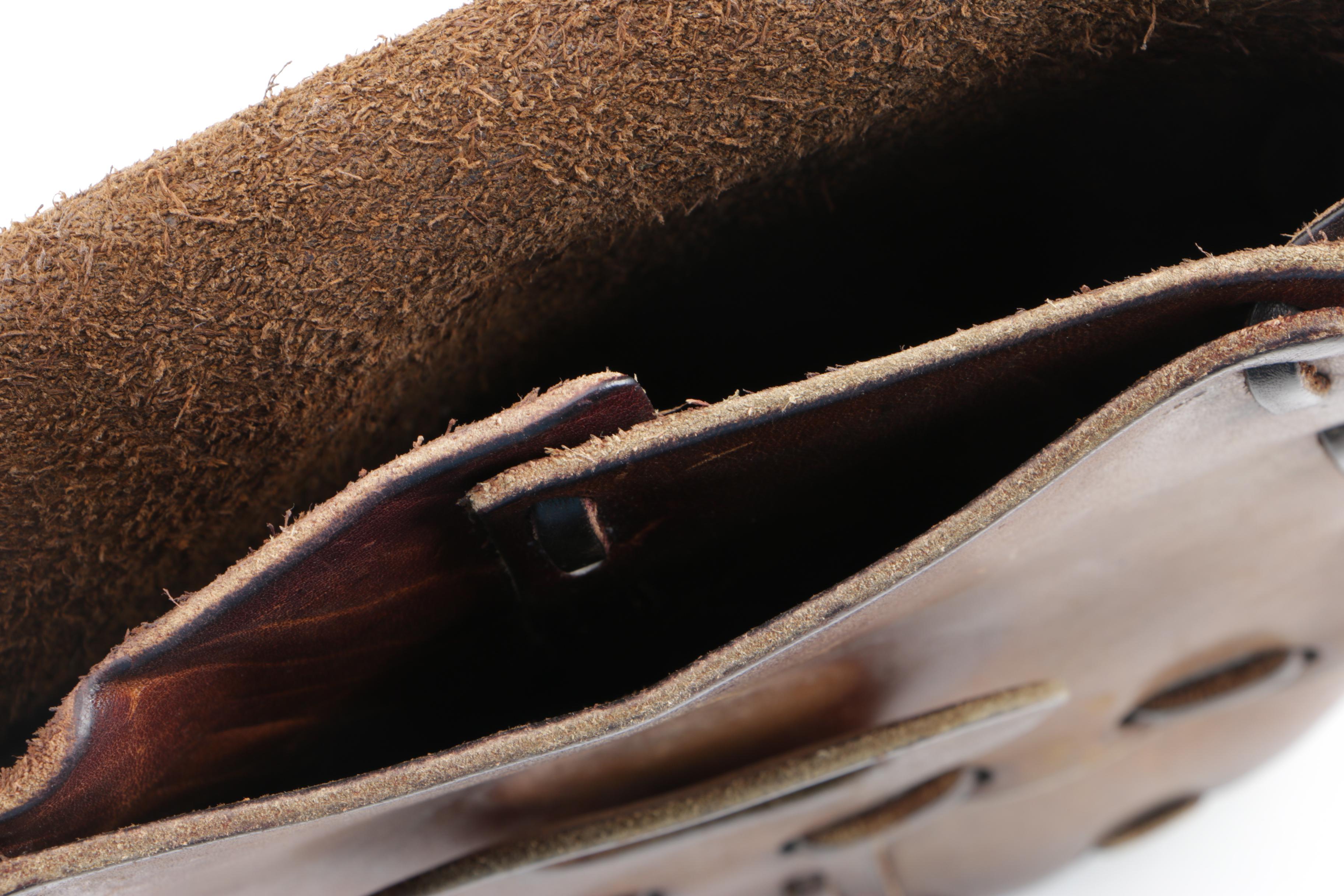 Vintage Handmade Brown Leather Shoulder Bag