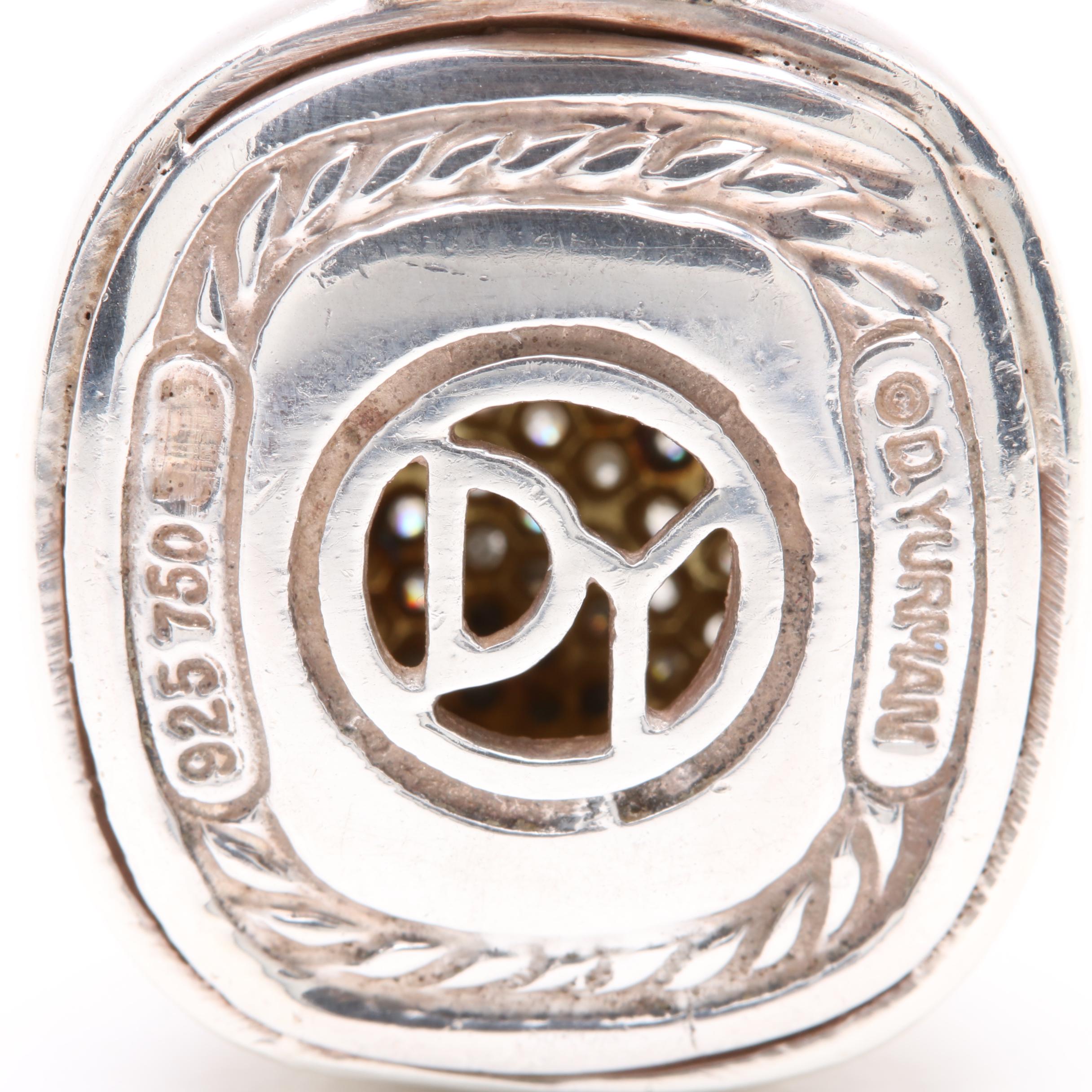 David Yurman "Albion Collection" Sterling Silver Diamond Pendant with 18K Gold