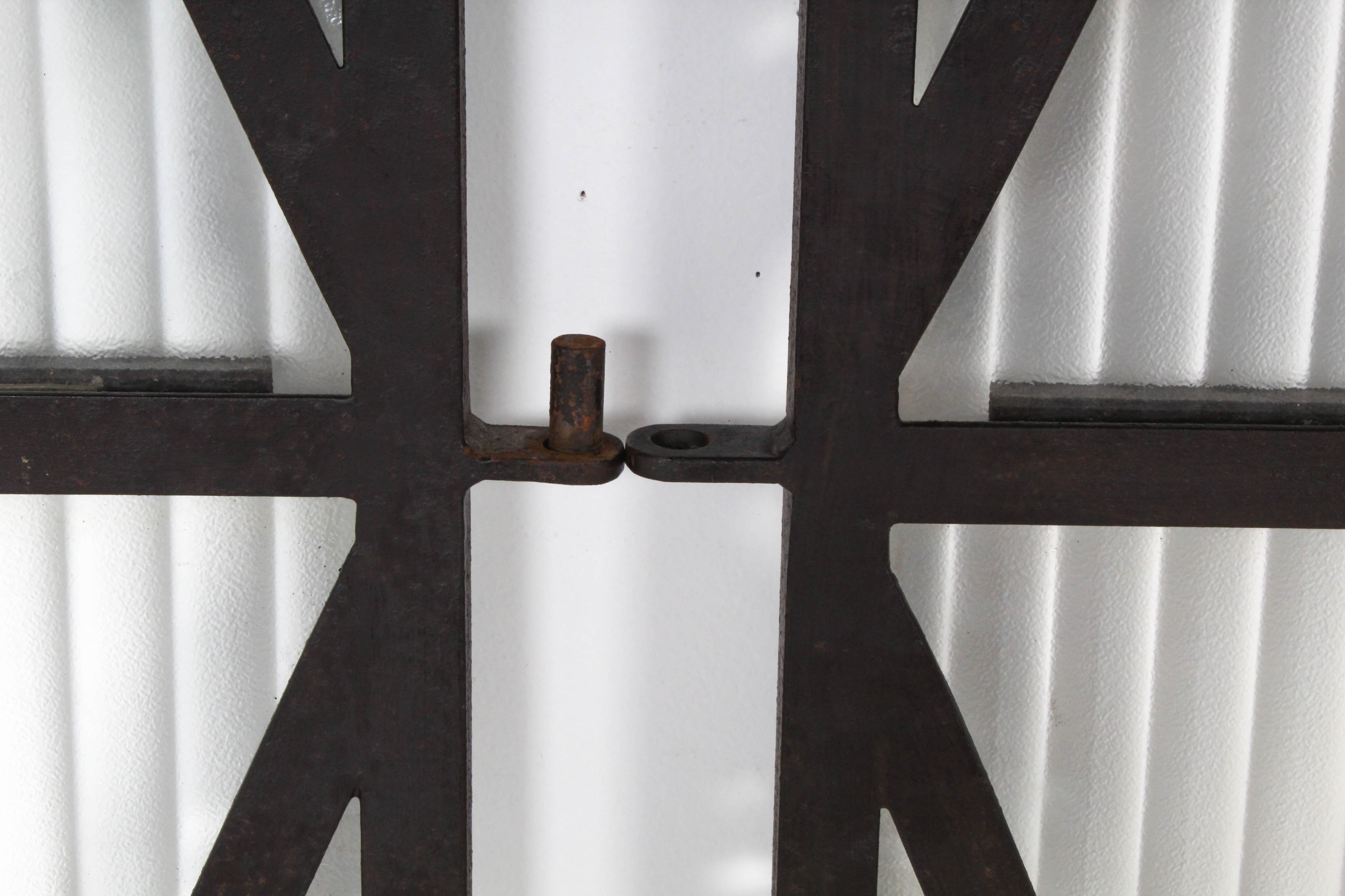 Mid Century Custom Iron and Corrugated Glass Privacy Screen