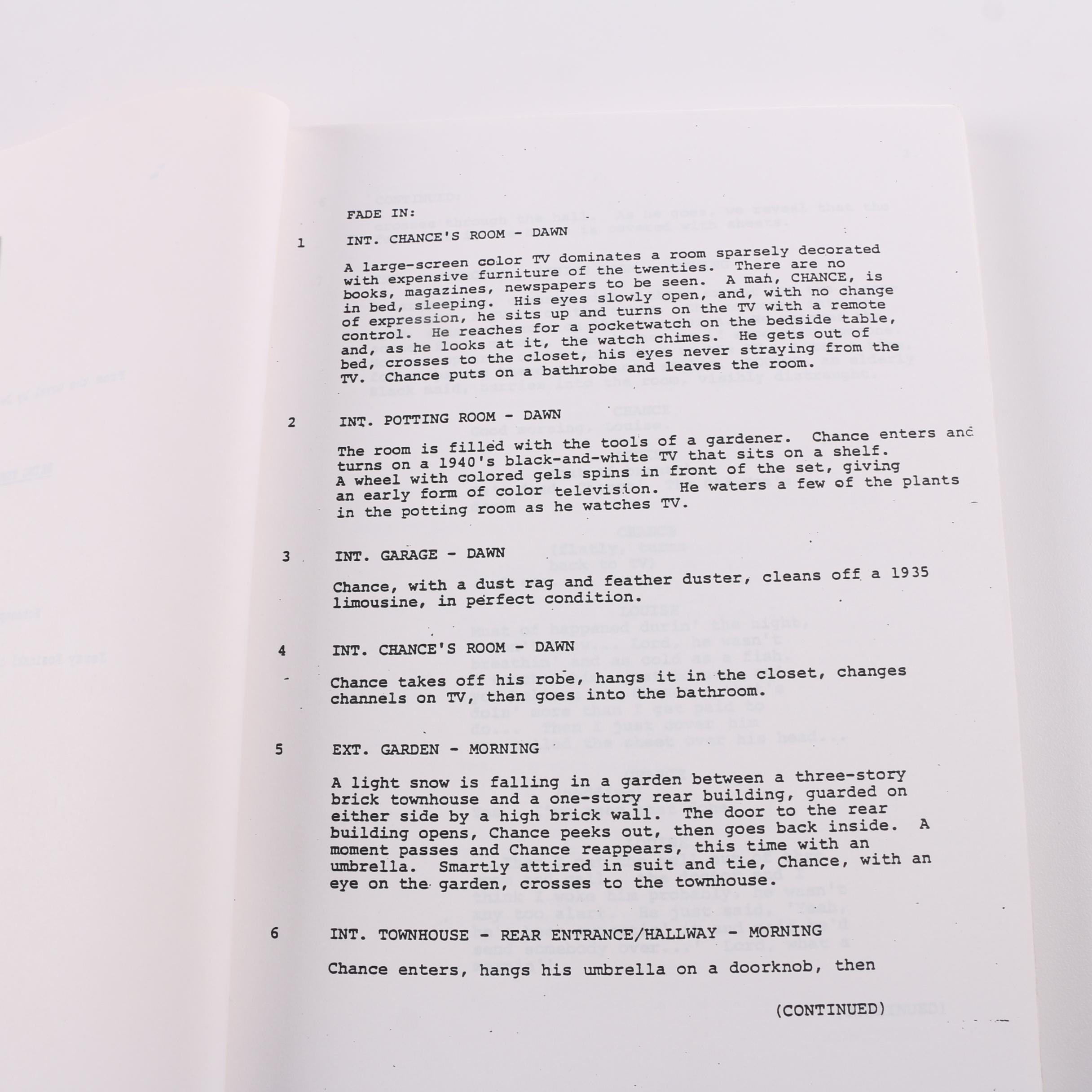 1979 "Being There" Screenplay by Jerzy Kosinski and Robert C. Jones