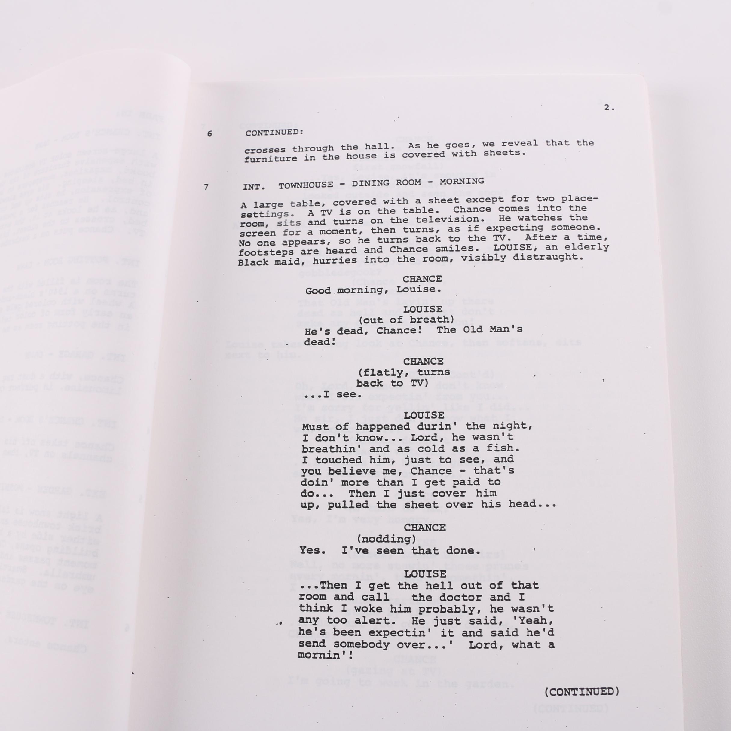 1979 "Being There" Screenplay by Jerzy Kosinski and Robert C. Jones