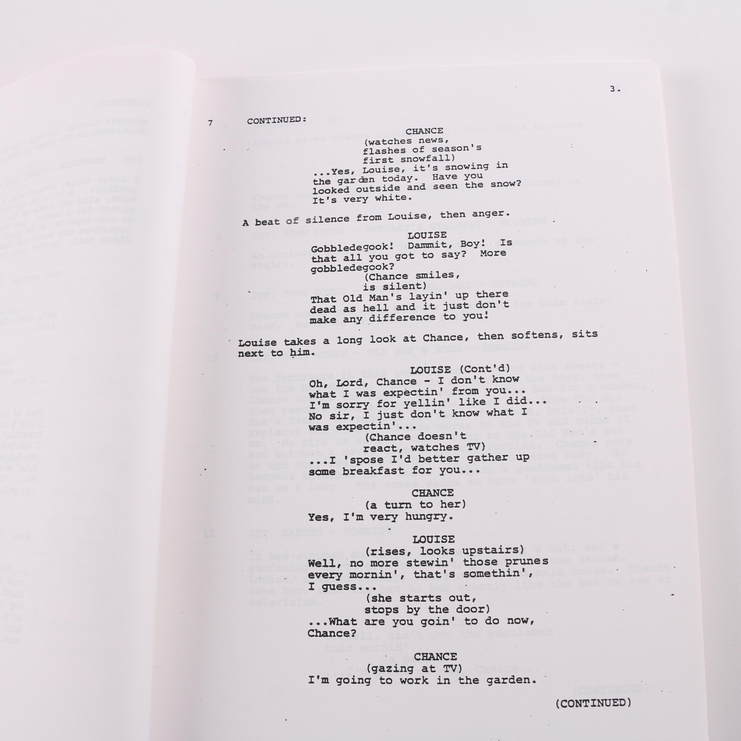 1979 "Being There" Screenplay by Jerzy Kosinski and Robert C. Jones