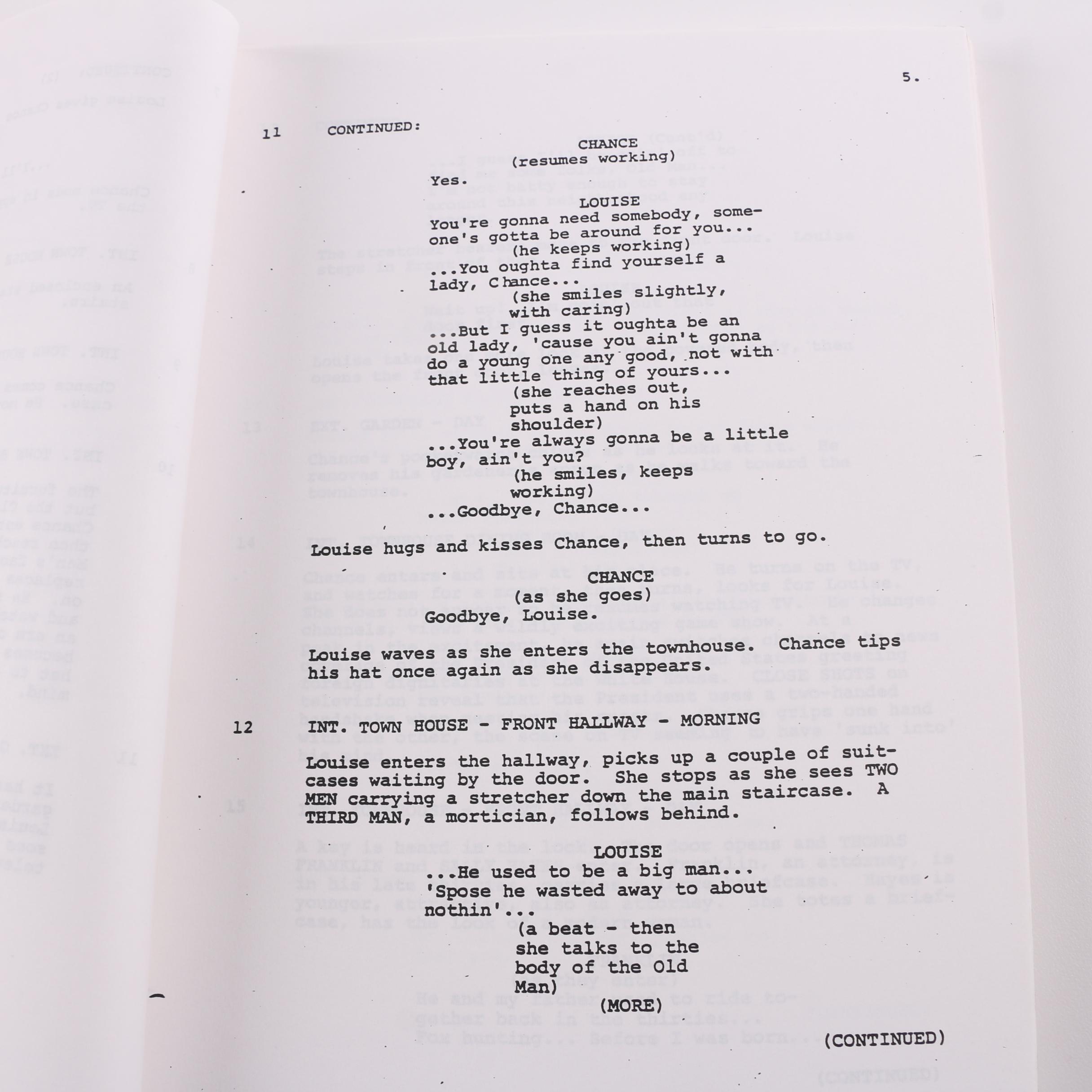 1979 "Being There" Screenplay by Jerzy Kosinski and Robert C. Jones