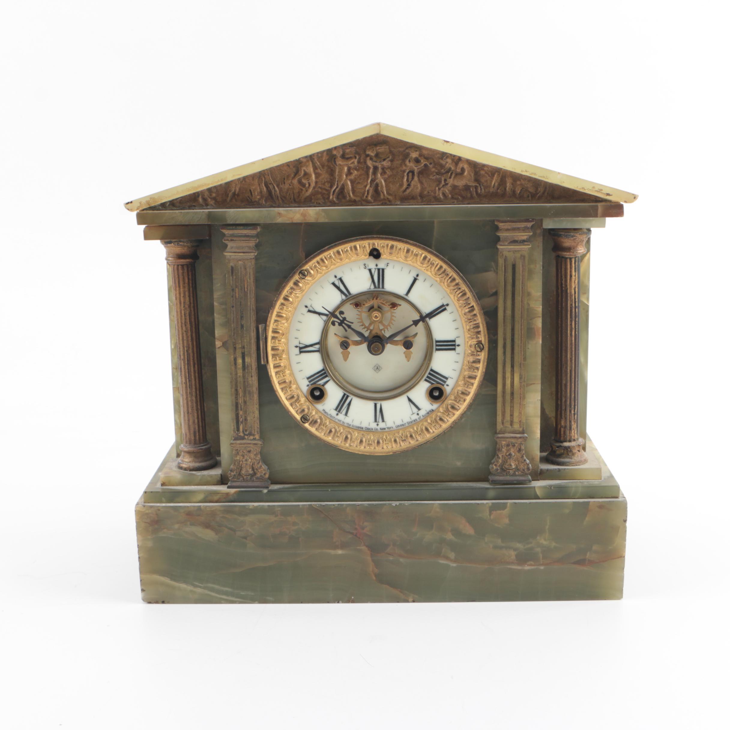 Ansonia Green Onyx Mantel Clock