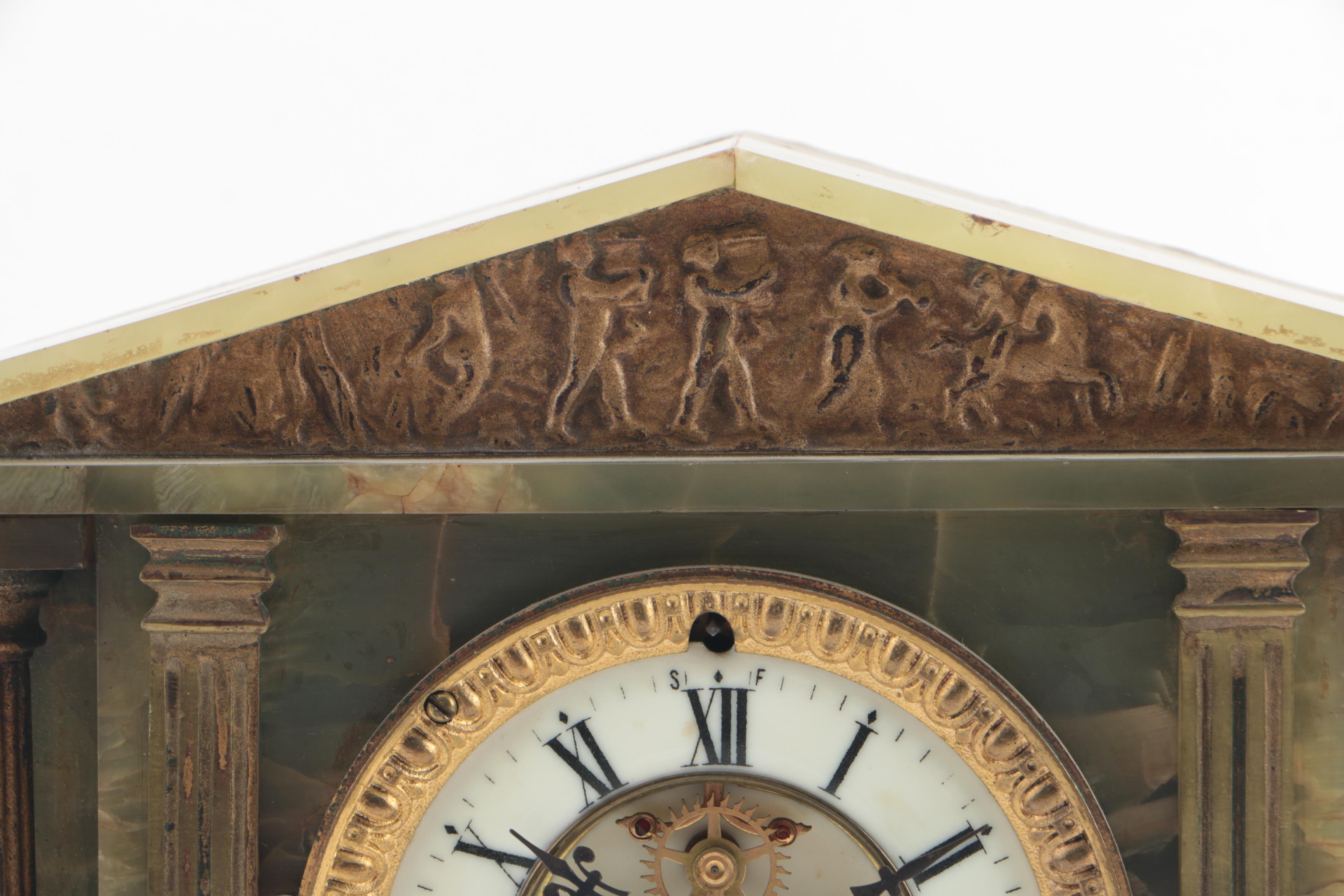 Ansonia Green Onyx Mantel Clock