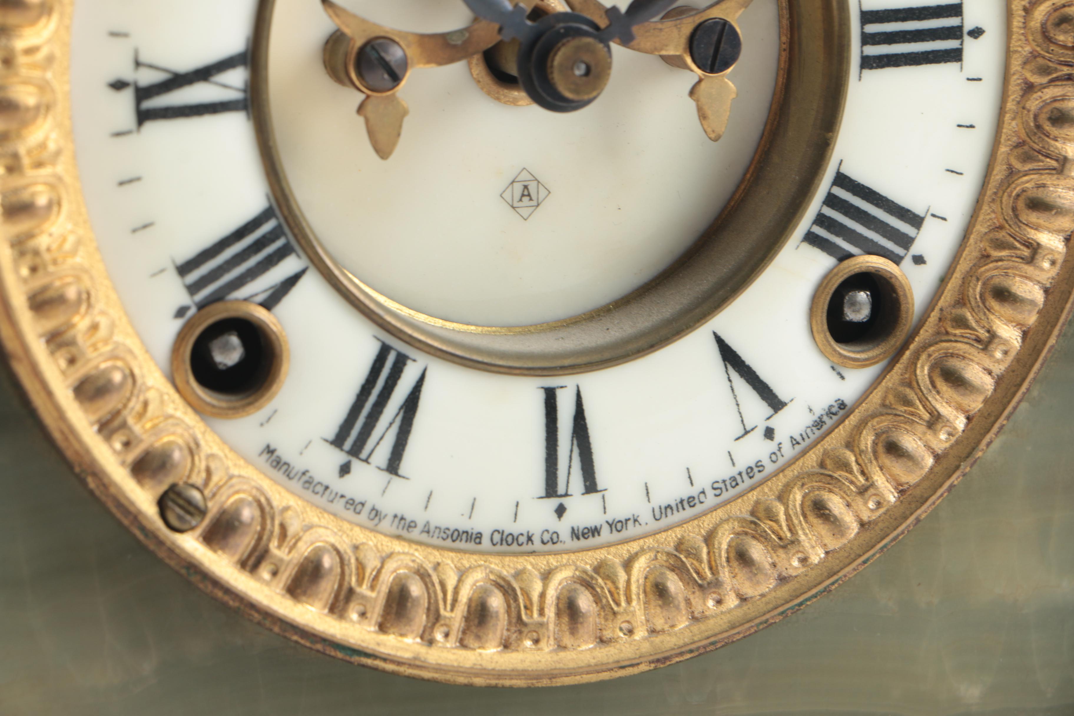 Ansonia Green Onyx Mantel Clock