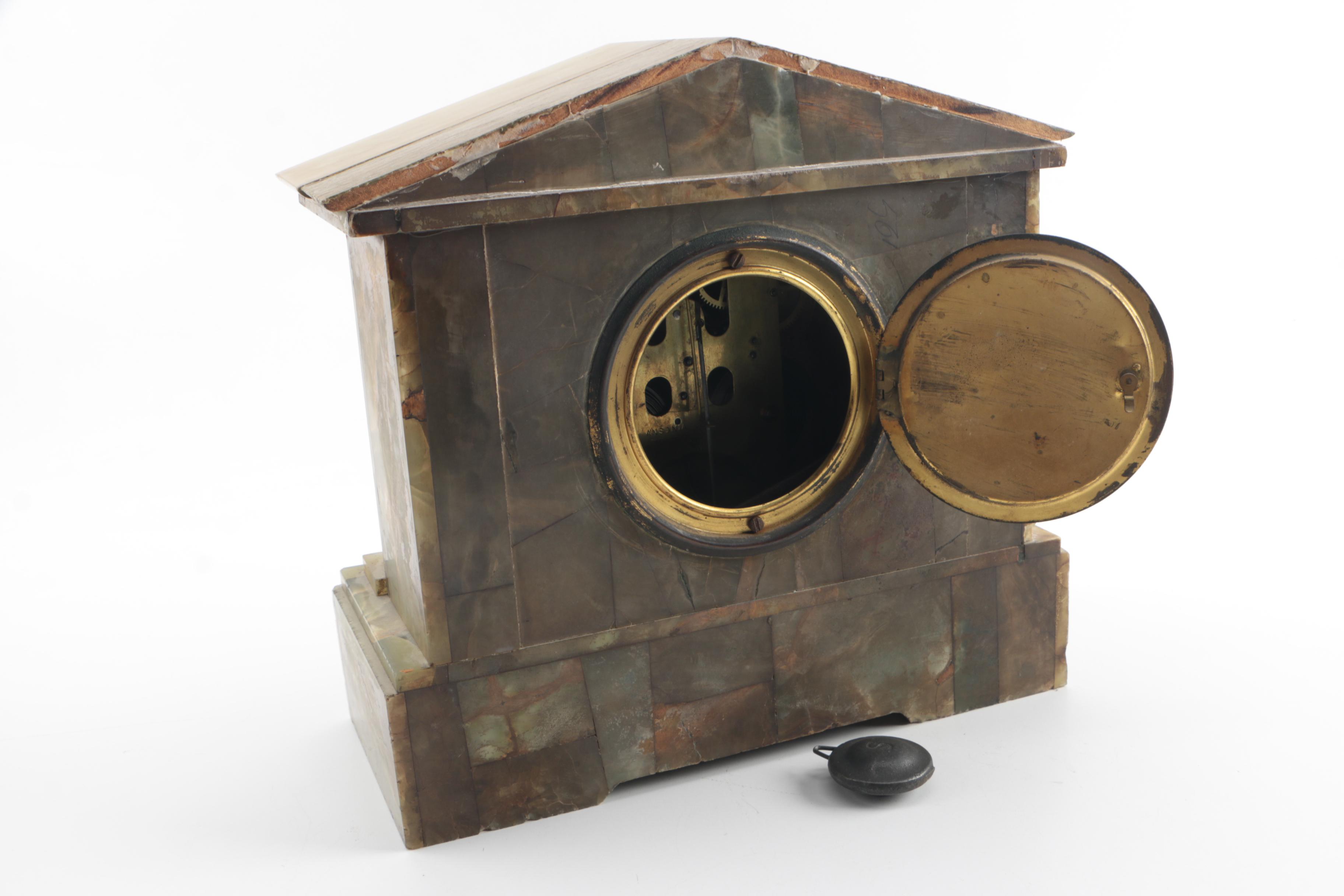 Ansonia Green Onyx Mantel Clock