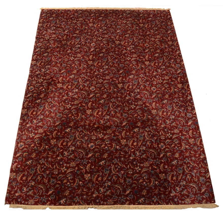 Machine Made Red Floral Room Sized Area Rug