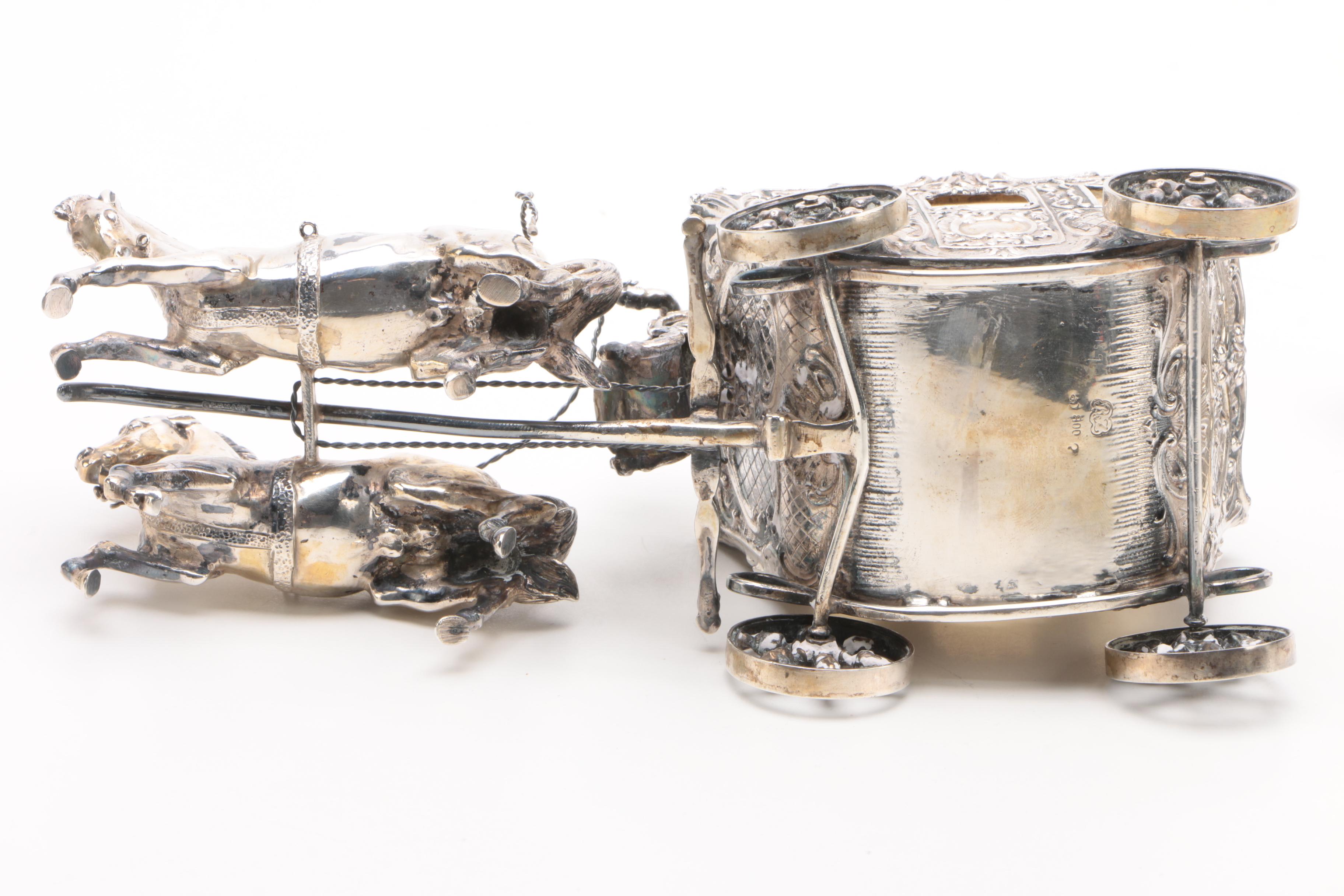 J.D. Schleissner & Söhne 800 Silver Horse-Drawn Carriage Figural Trinket Box