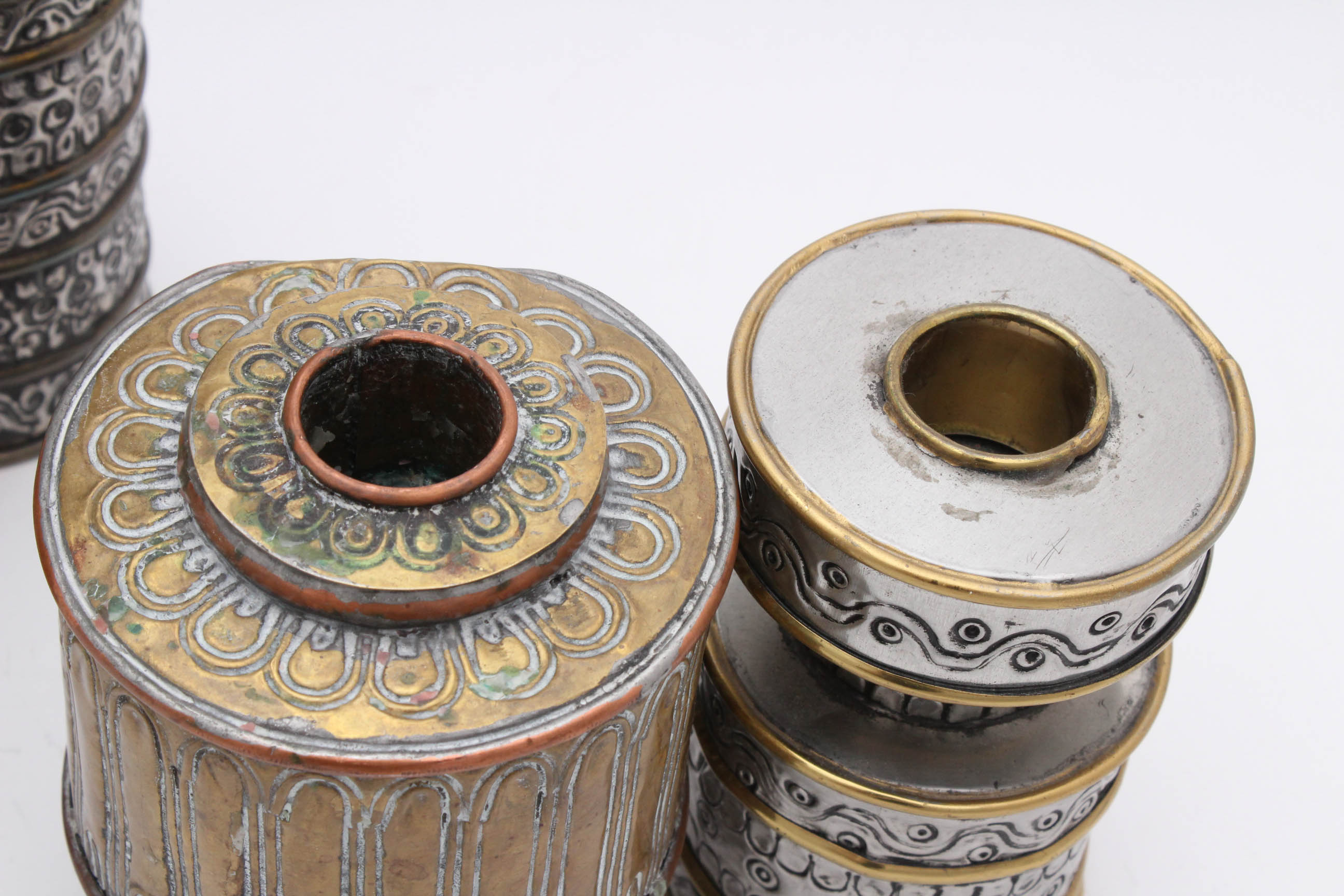 Gene Byron Mid Century Mexican Tin Folk Art Candlesticks