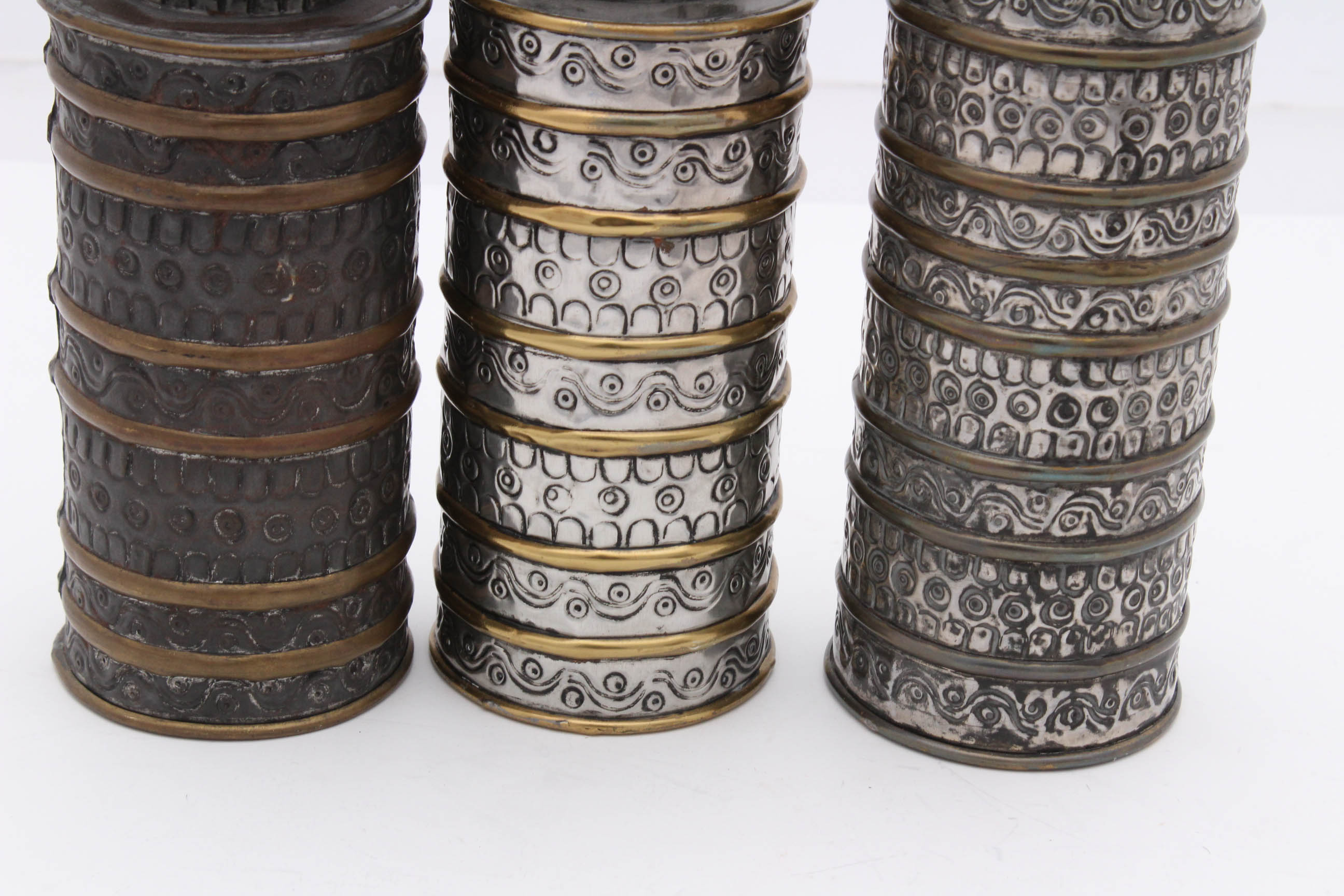 Gene Byron Mid Century Mexican Tin Folk Art Candlesticks