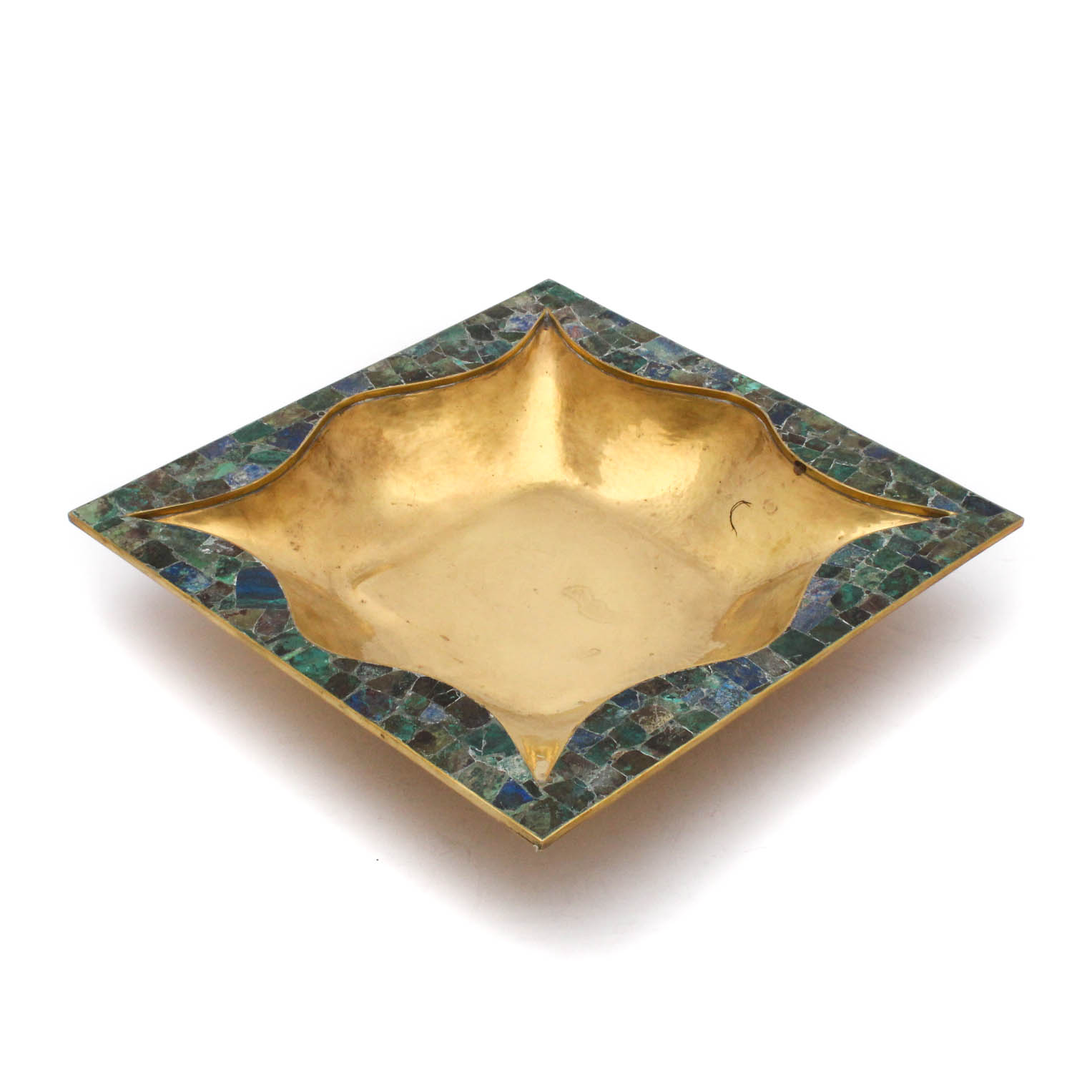 Los Castillo Mid Century Brass Mosaic Centerpiece Dish