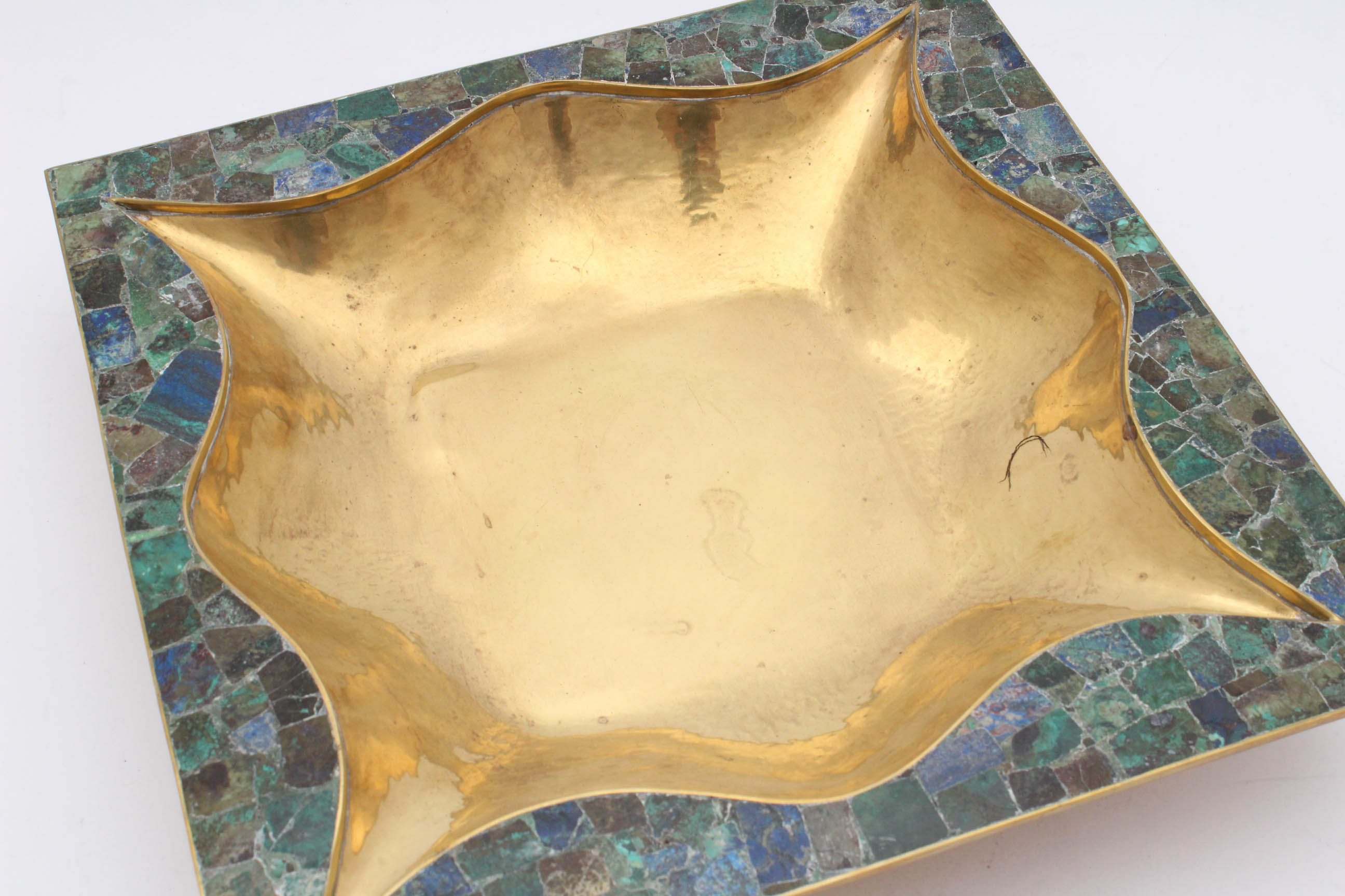 Los Castillo Mid Century Brass Mosaic Centerpiece Dish