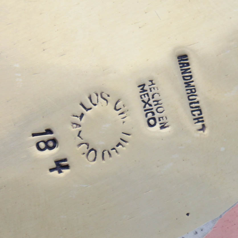 Los Castillos Taxco, Mexico Mixed Metals Trays and Brass Candlesticks