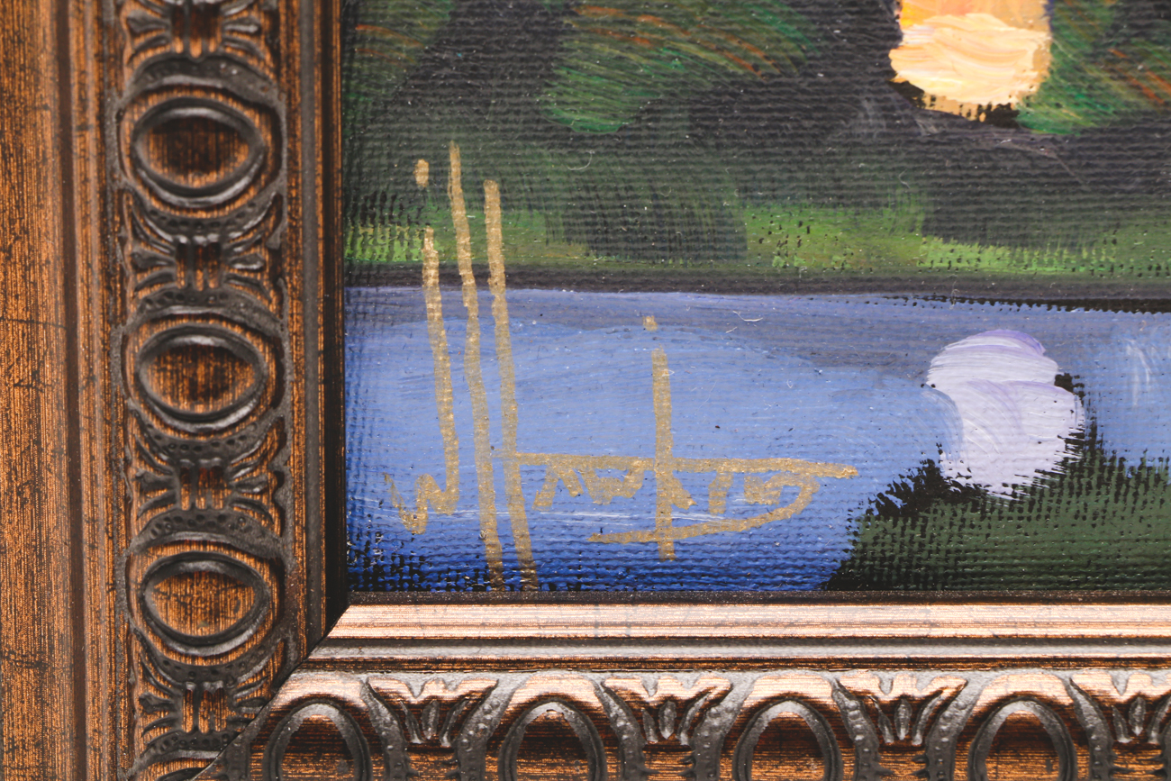 William Hawkins Oil Painting on Canvas Board of Western Landscape