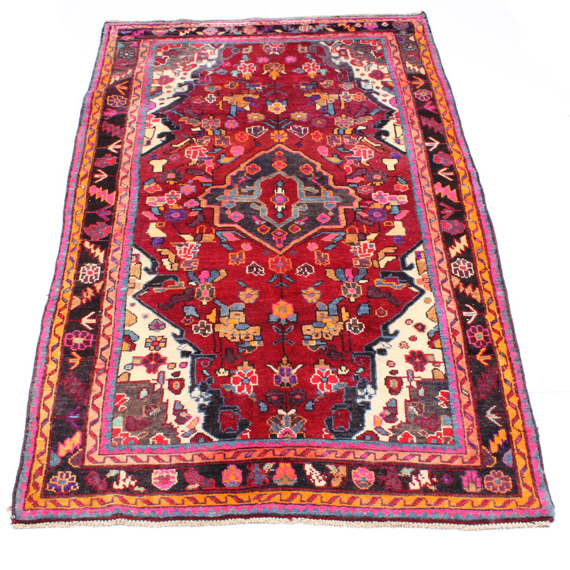 4'3 x 7'11 Vintage Hand-Knotted Persian Malayer Sarouk Area Rug
