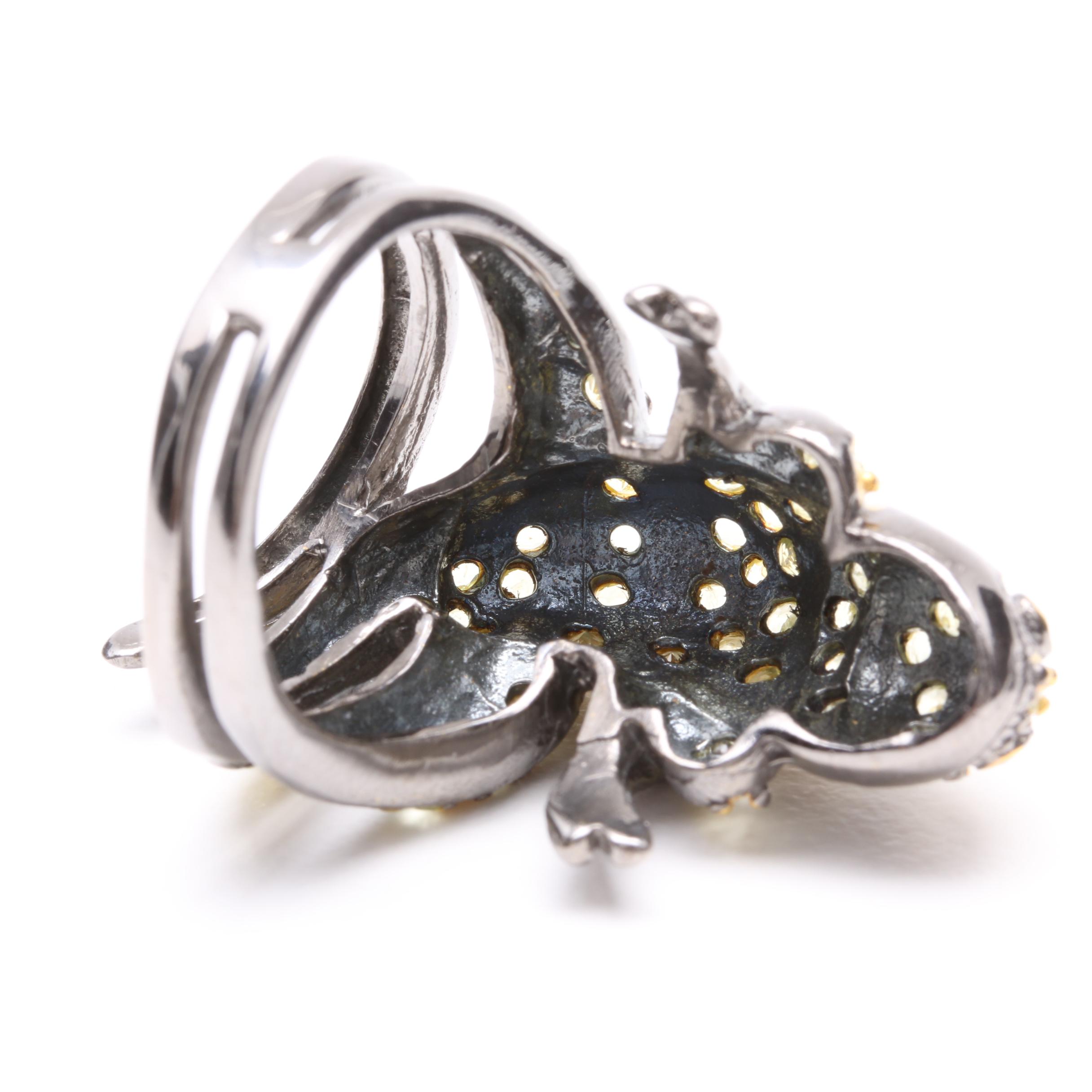 Sterling Silver Peridot and Rhodolite Garnet Salamander Ring