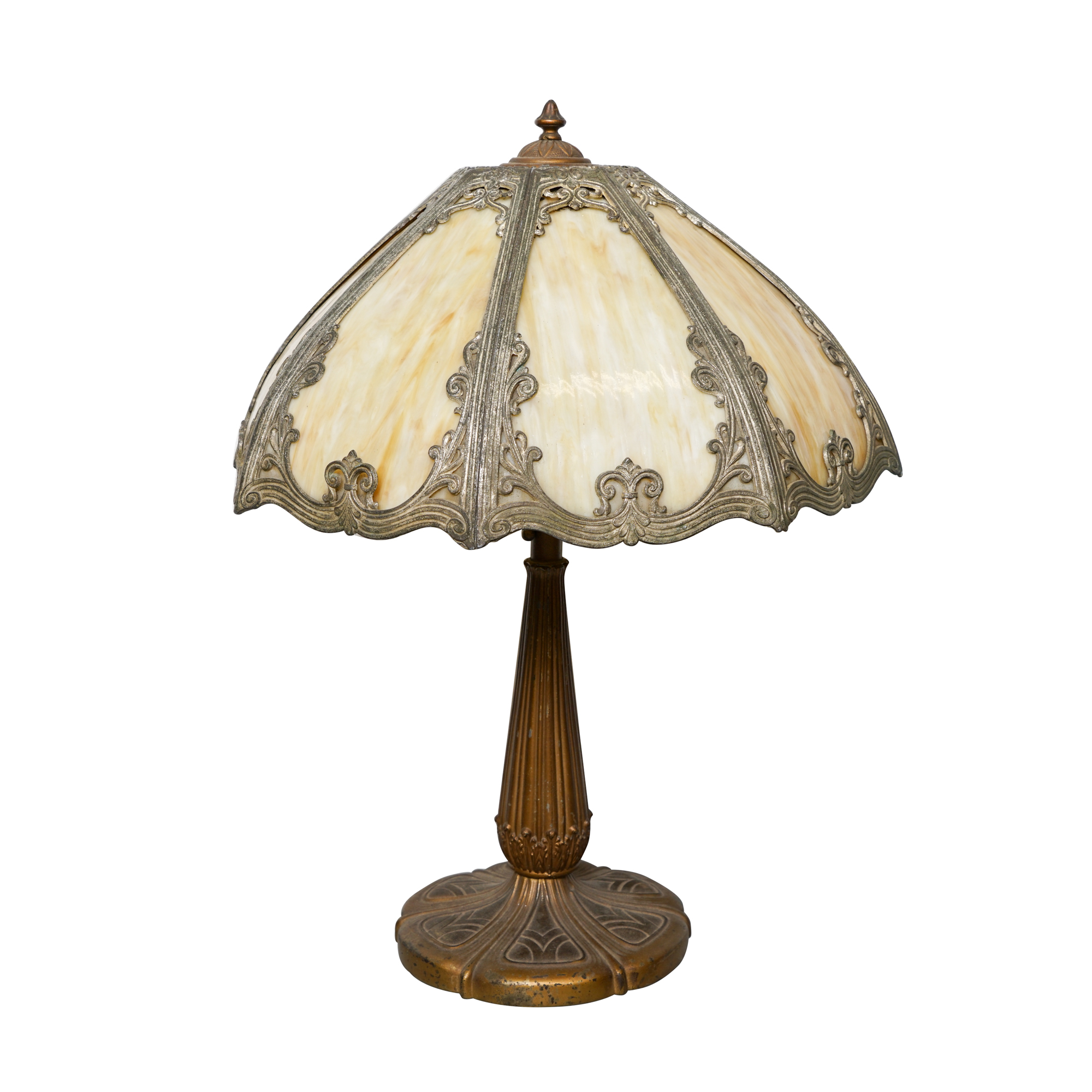 Antique Art Nouveau Slag Glass Table Lamp