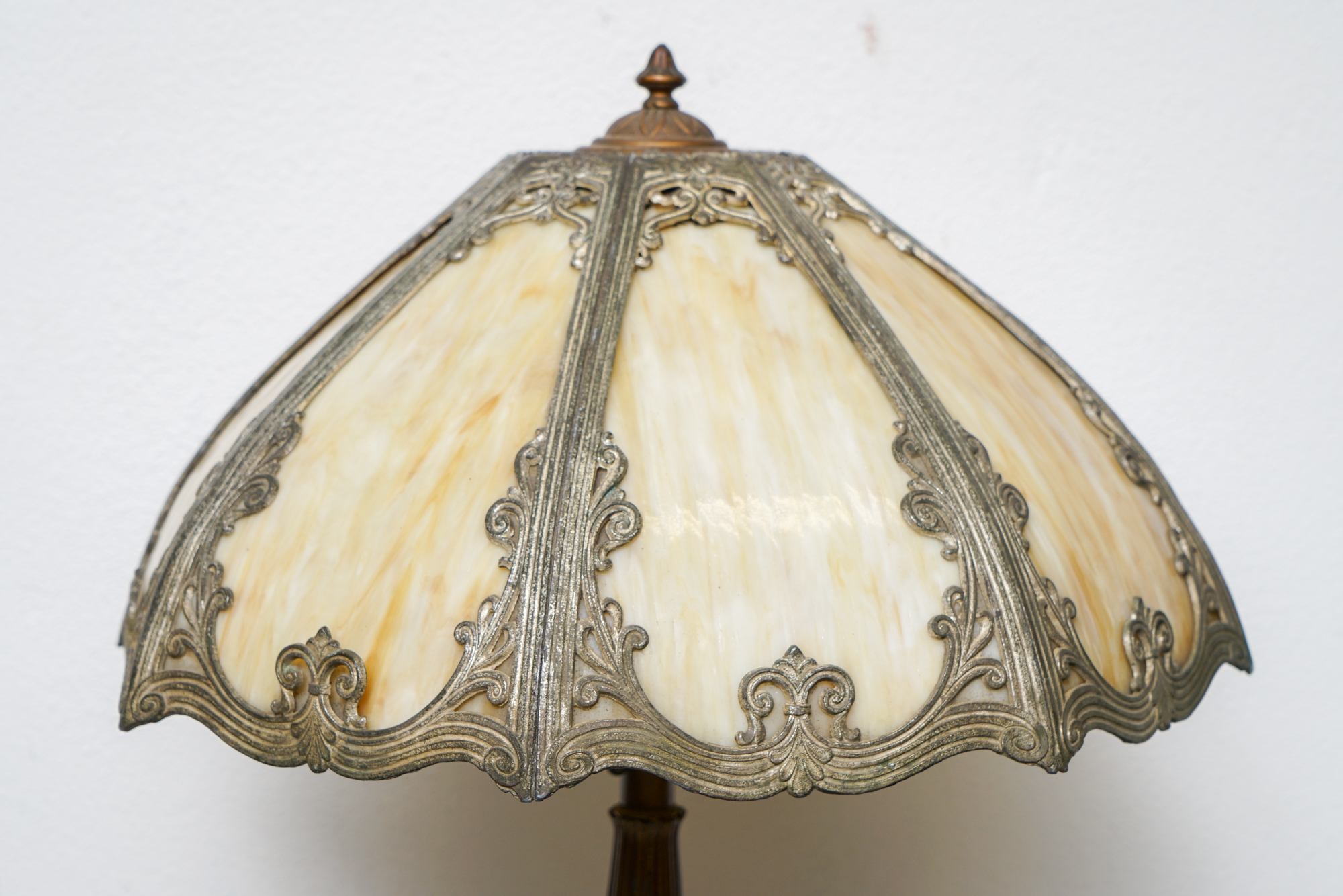 Antique Art Nouveau Slag Glass Table Lamp