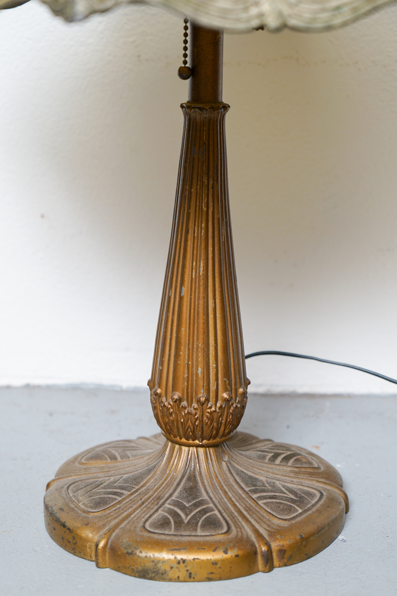 Antique Art Nouveau Slag Glass Table Lamp