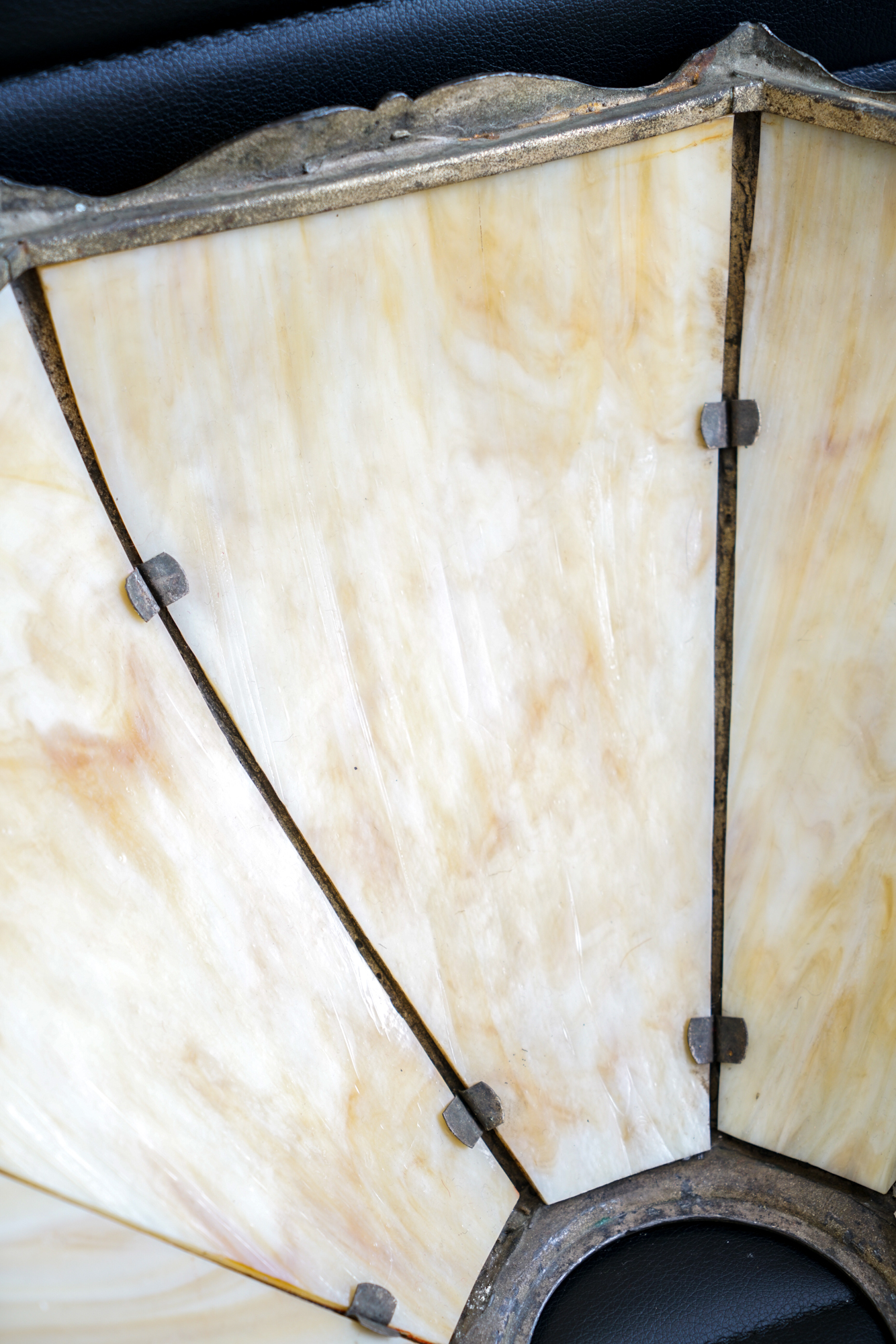 Antique Art Nouveau Slag Glass Table Lamp