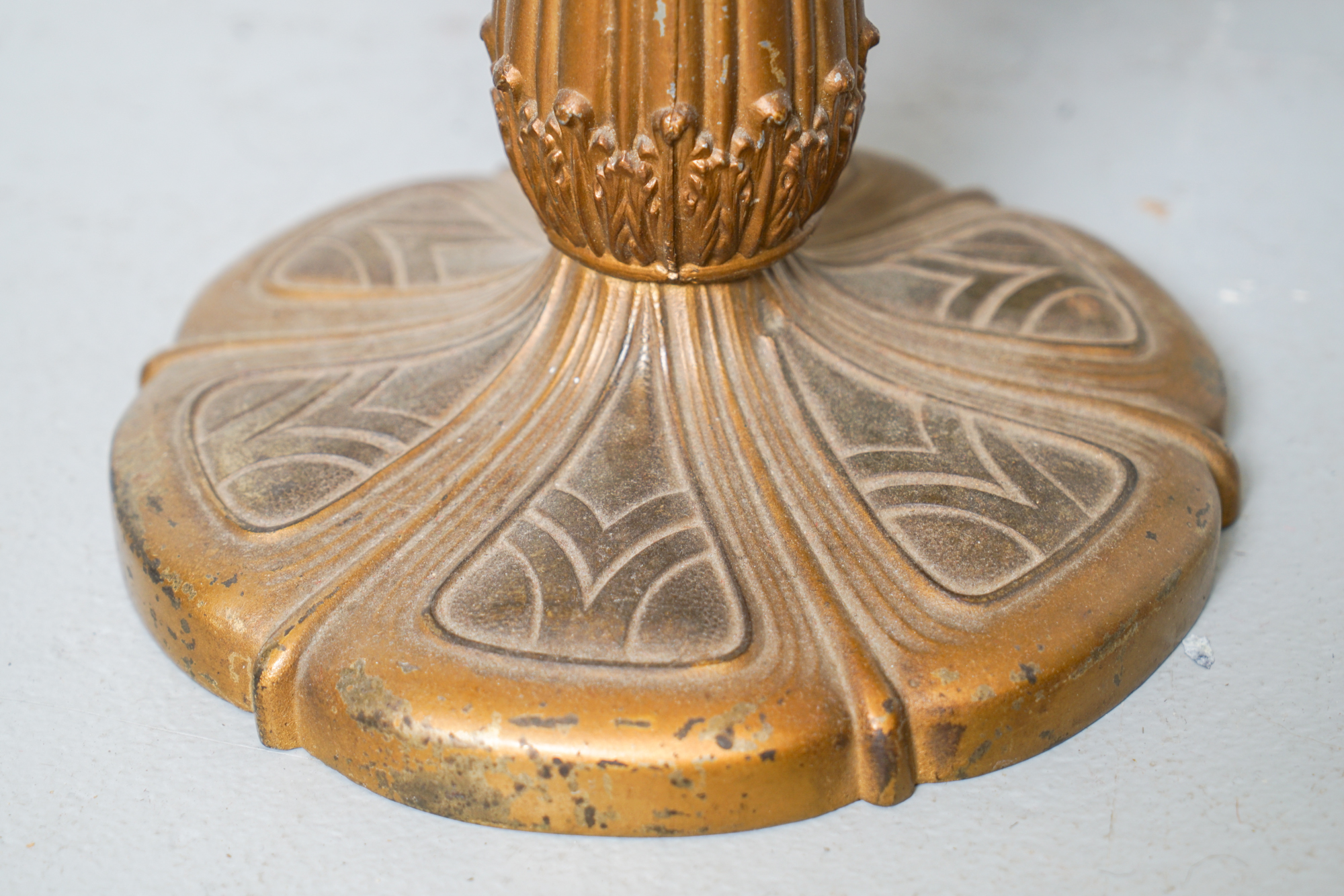 Antique Art Nouveau Slag Glass Table Lamp