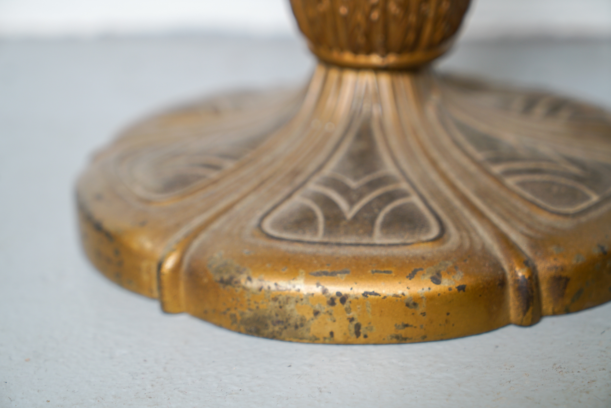 Antique Art Nouveau Slag Glass Table Lamp