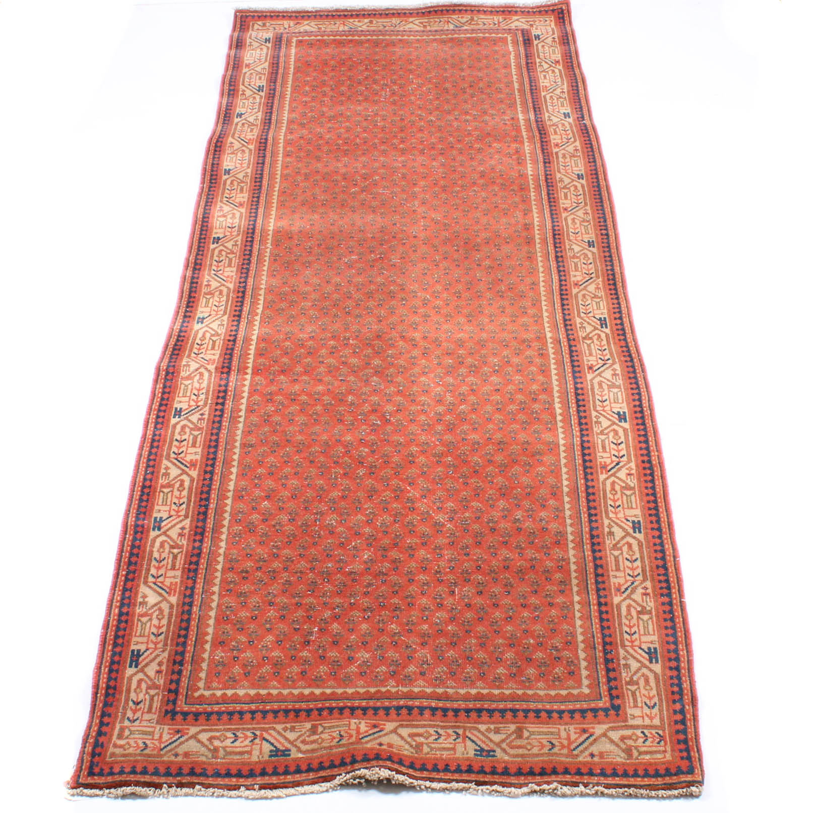 3.5' x 10.2' Hand-Knotted Persian Everu Wool Carpet Runner