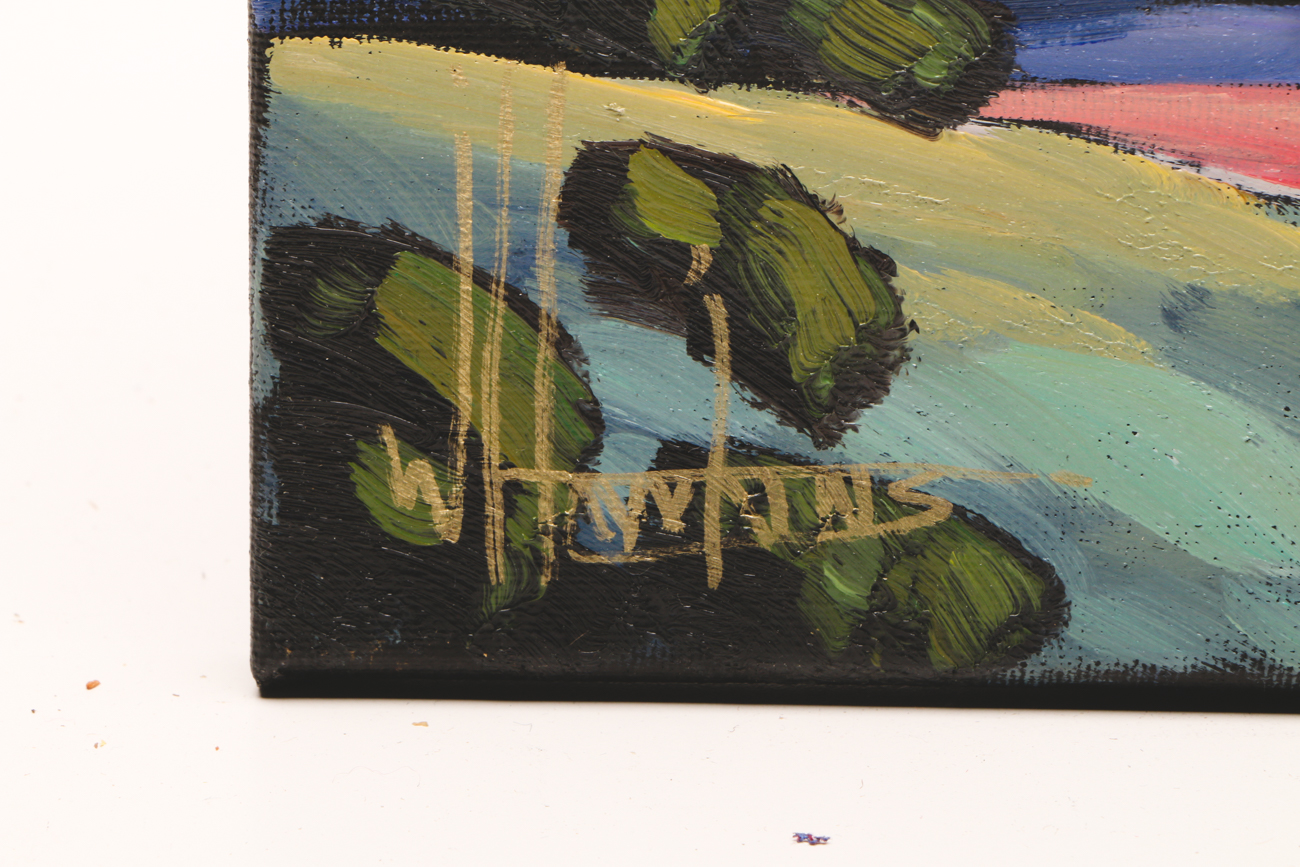 William Hawkins Oil Painting on Canvas of Clouds over Landscape