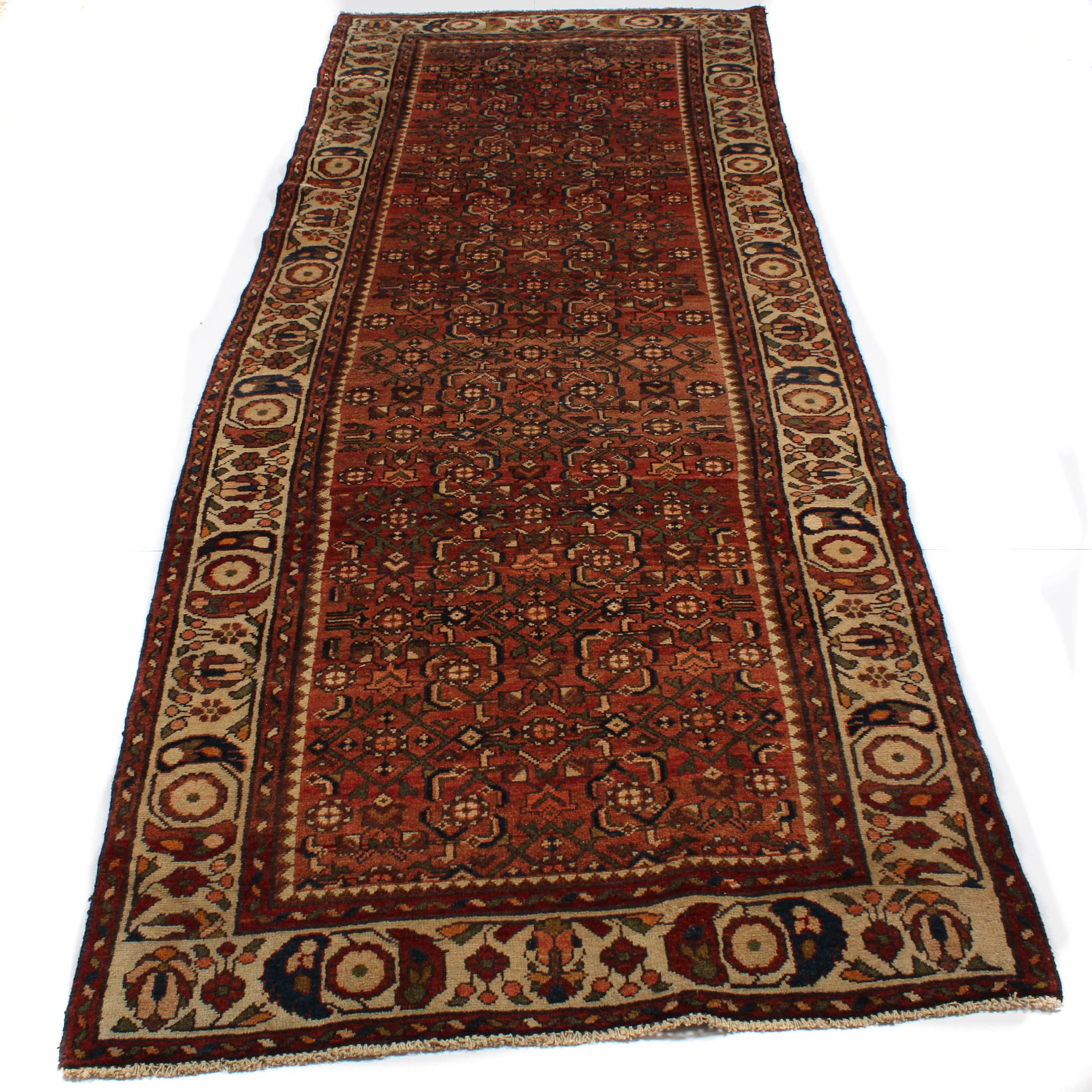 3'6 x 9'7 Vintage Hand-Knotted Persian Lilihan Sarouk Runner