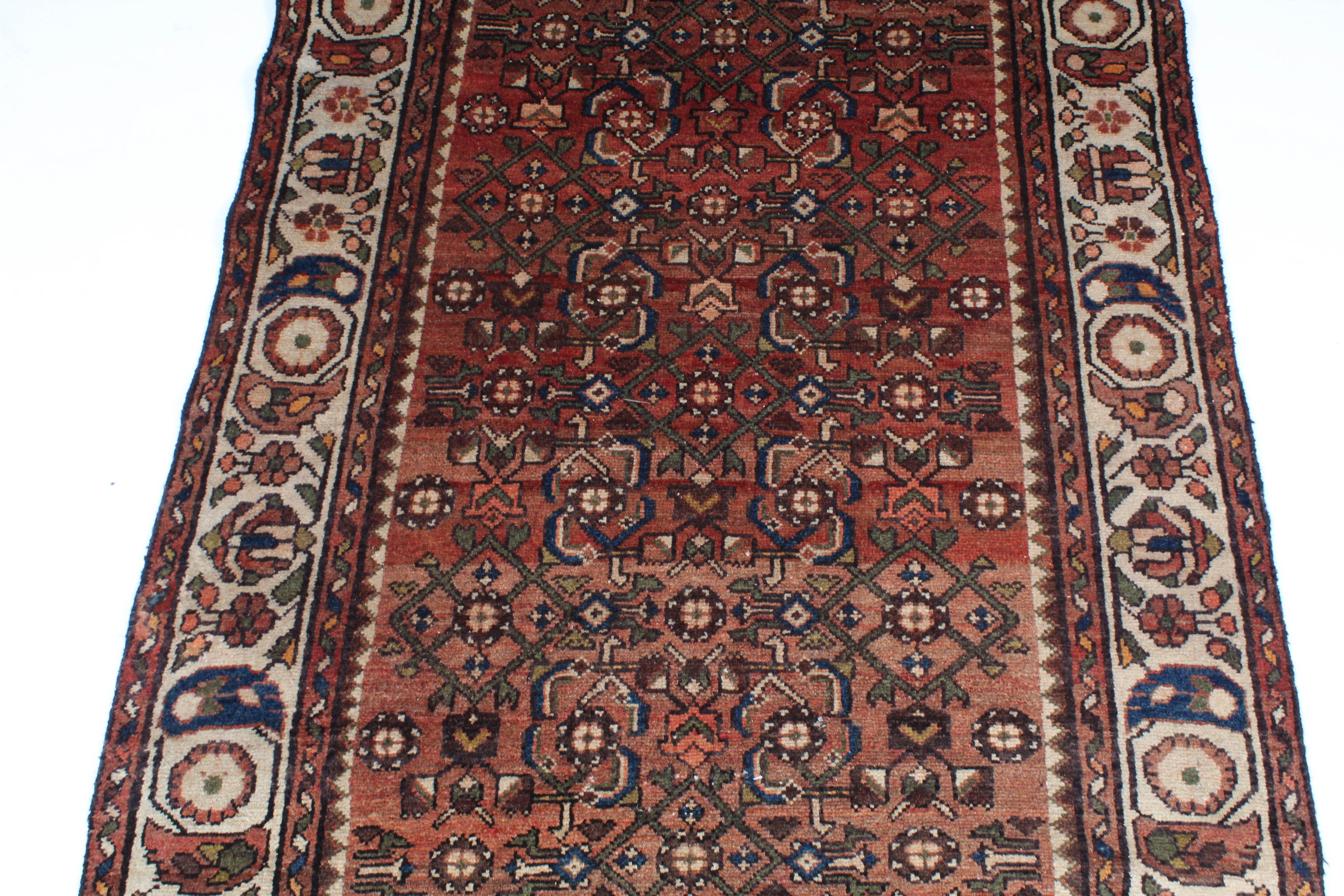 3'6 x 9'7 Vintage Hand-Knotted Persian Lilihan Sarouk Runner