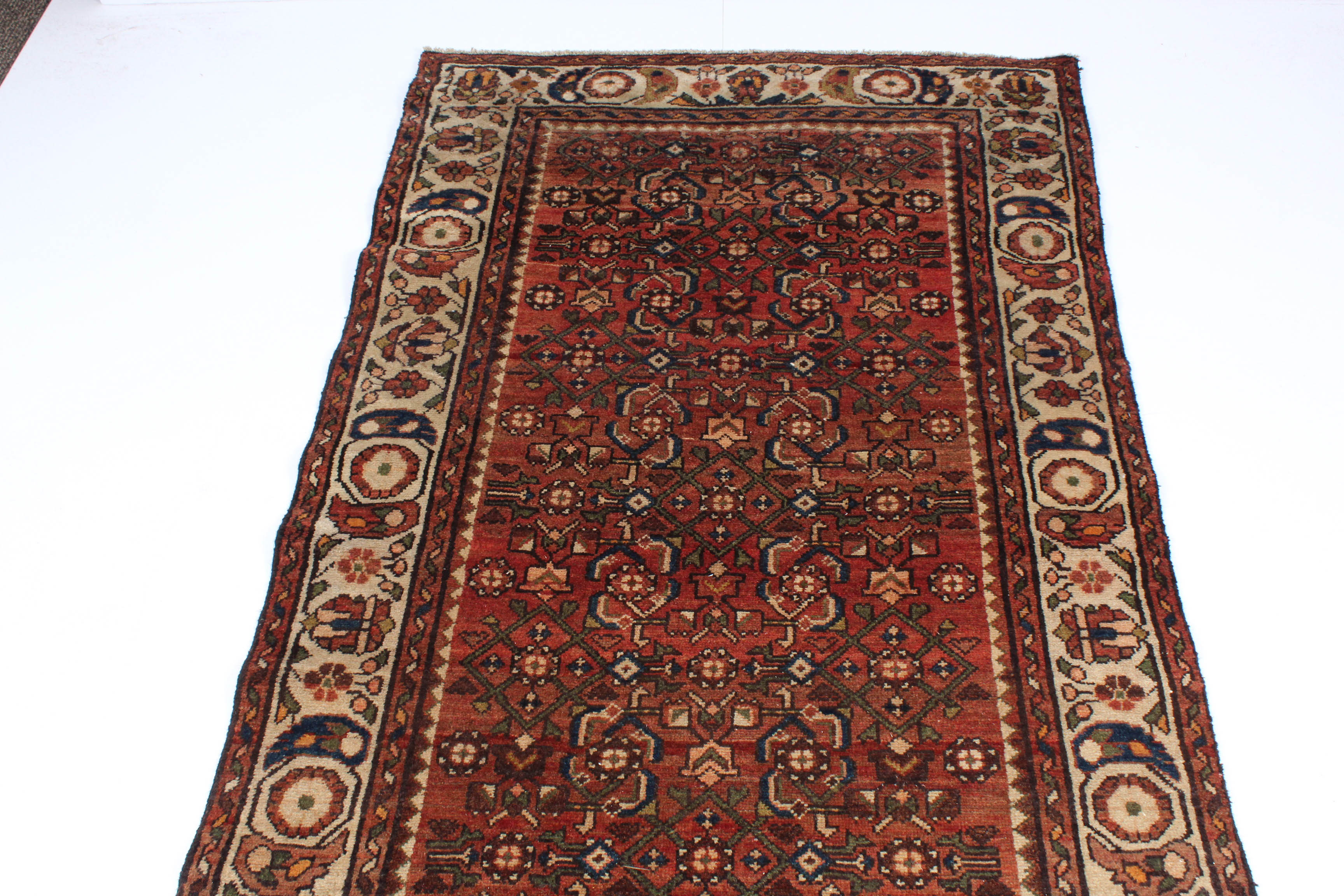 3'6 x 9'7 Vintage Hand-Knotted Persian Lilihan Sarouk Runner