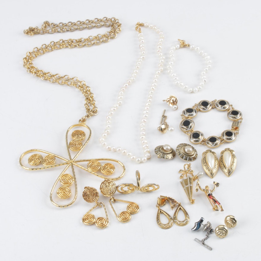 Assortment of Damascene Jewelry with Sterling Silver and 10K Gold