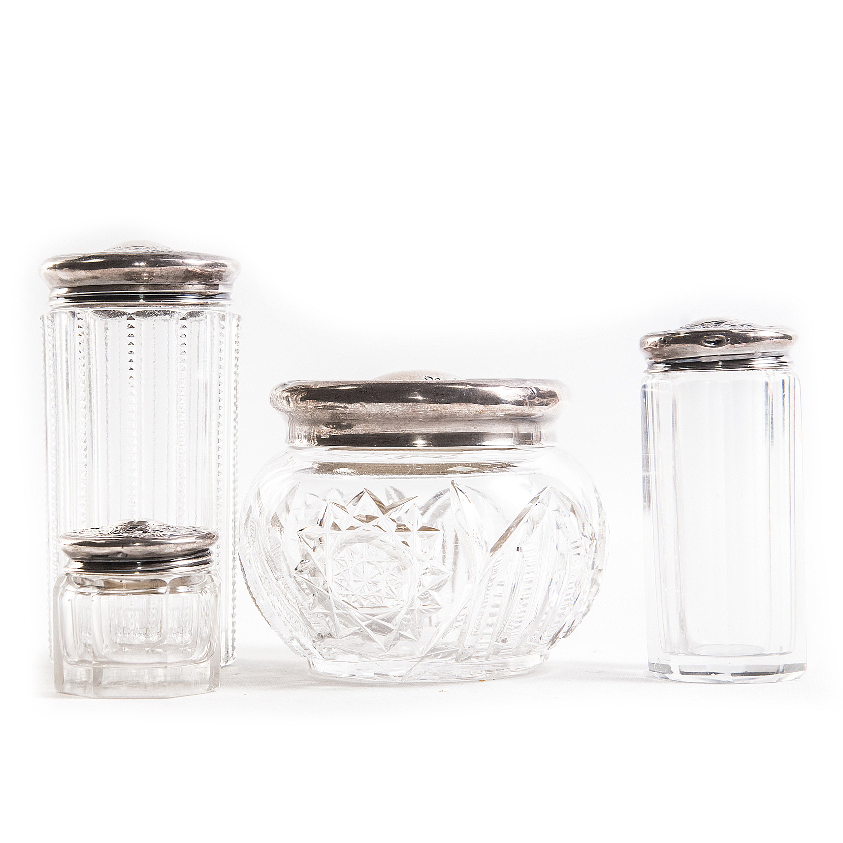 Vintage Sterling Silver and Glass Vanity Jars