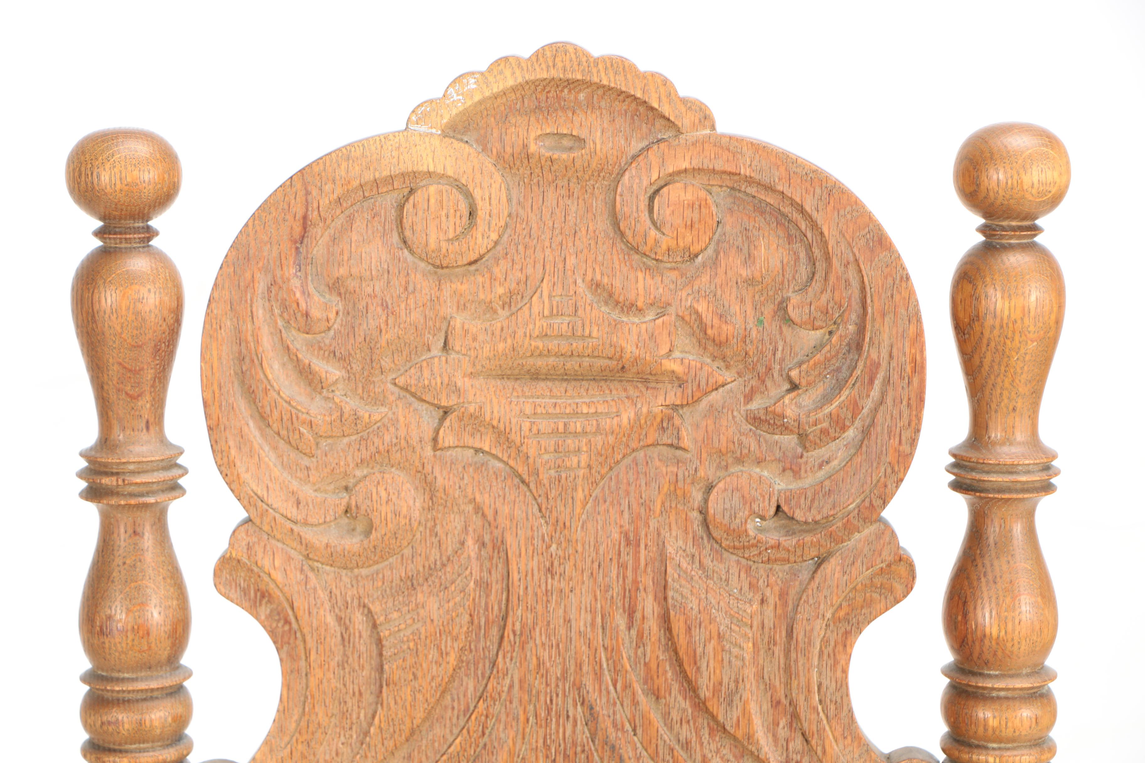 Antique Oak Throne Chair