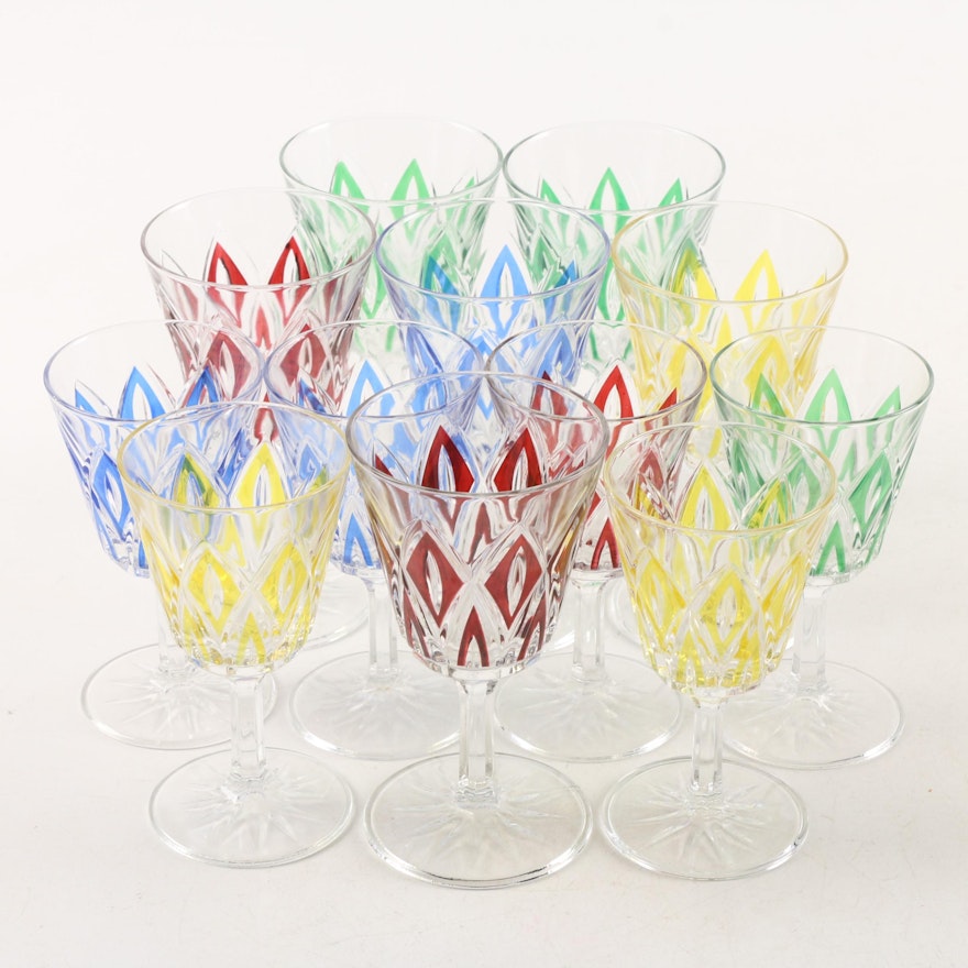 Vintage Bohemian Style Colorful Cocktail and Cordial Glasses